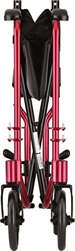 NOVA Lightweight Transport Wheelchair - Red, 1 Count | Portable Folding Wheelchair for Seniors & Disabled | Ideal for Travel, Hospitals & Home Use
