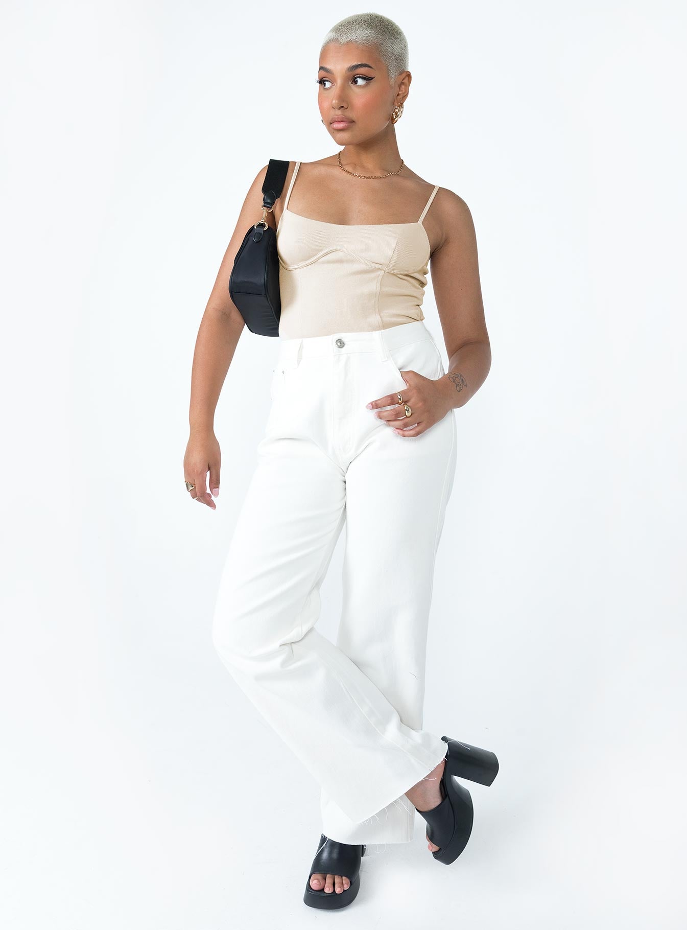 Benjamin Women's Stretchy Bodysuit in Beige - Soft Comfortable Tank Top for Layering, Casual Wear & Everyday Outfits