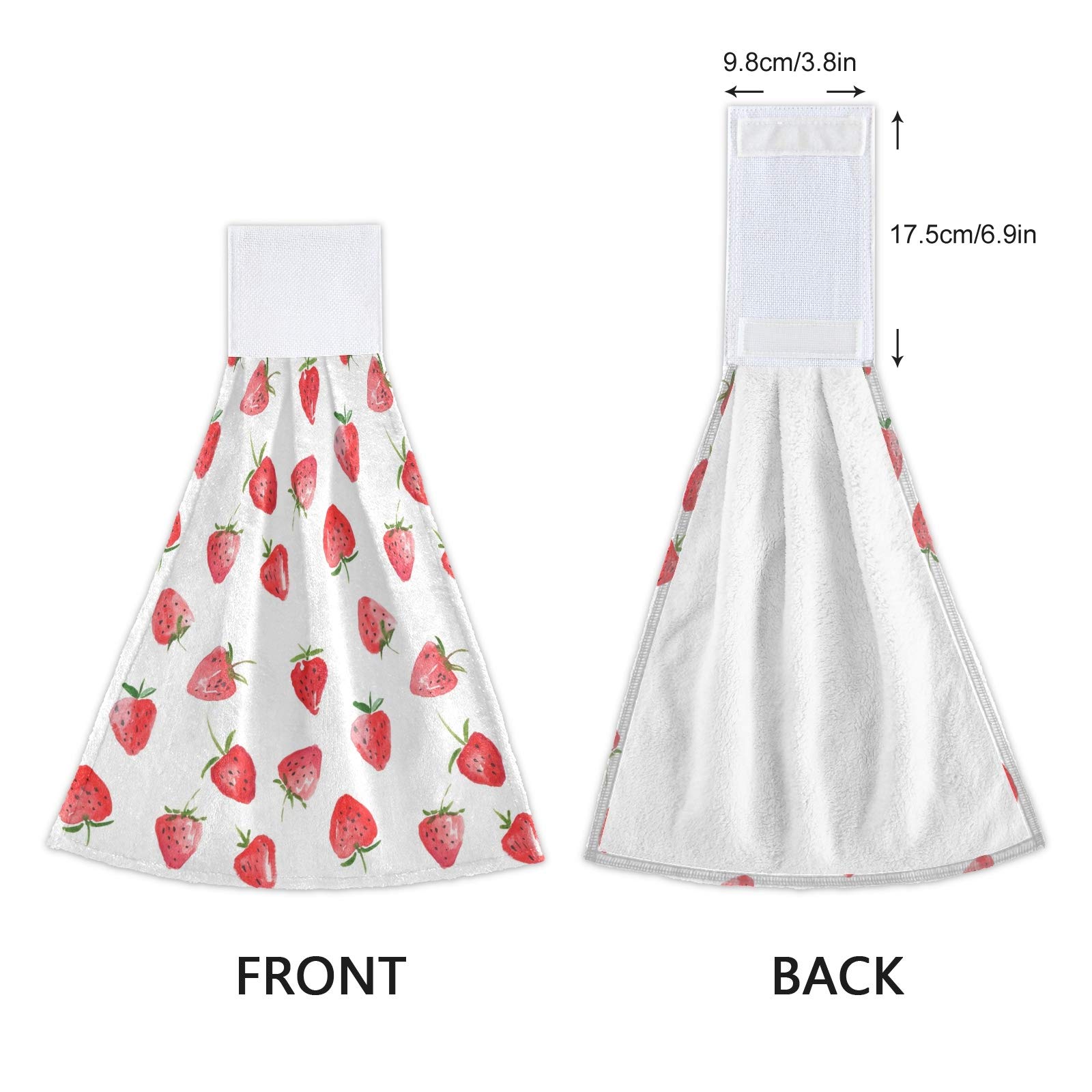 **Premium Strawberry Print Kitchen Towels Set of 2 - 12x17 Inch Soft Absorbent Dish Cloths & Hand Towels with Hanging Loop - Cute Home Decor for Kitchen, Bathroom & Farmhouse Style**    *(Use Cases: Perfect for drying dishes, hands, or as decorative accents in rustic kitchens, cozy bathrooms, and farmhouse-themed spaces.)*