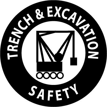 NMC HH54 Hard Hat Emblem 'Trench & Excavation' - 12 Packs of 25 Pieces - Durable Safety Decals for Construction Helmets & Work Site Identification