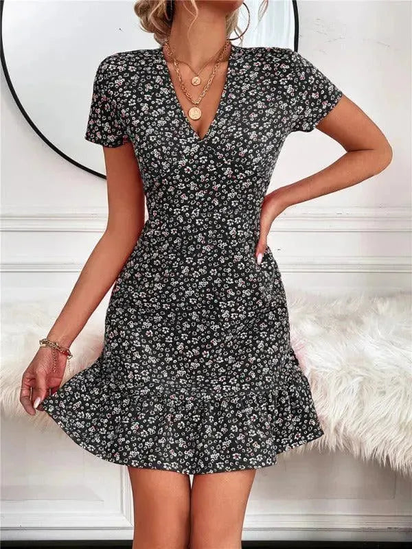 Stylish Printed Mini Day Dress for Women - Floral Summer Casual Dress for Brunch, Beach & Outdoor Activities