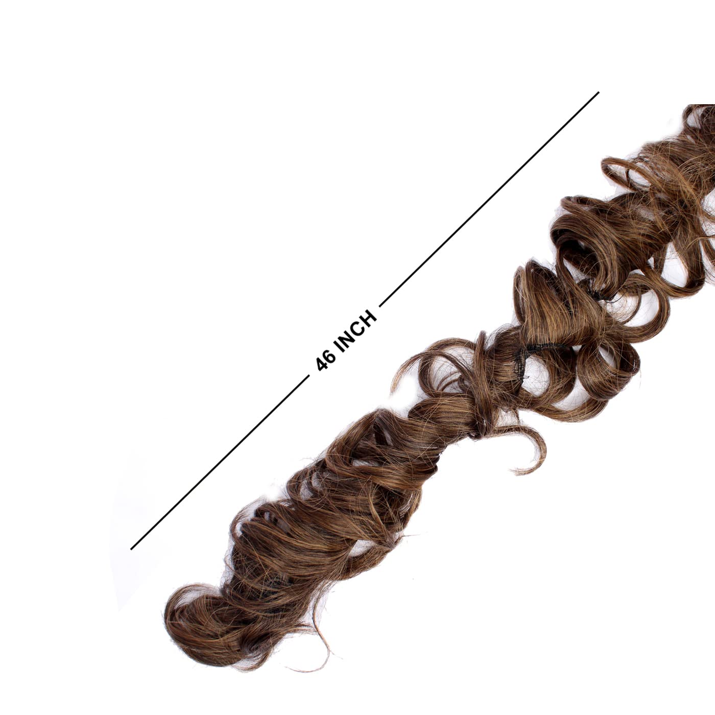 Kabello Long Hair Frill Extension for Juda Bun & Ponytail - Instant Brown Highlighted Clip-in Hairpiece for Quick Styling | Perfect for Weddings, Parties & Daily Hairstyles