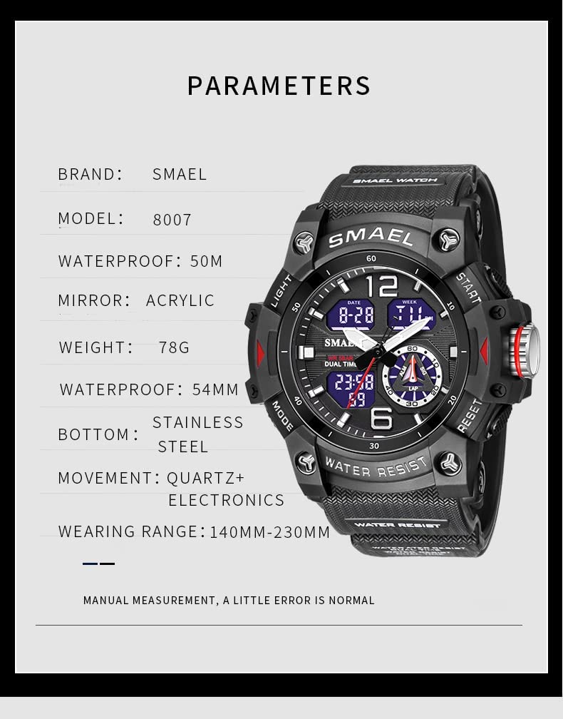 FANMIS Men's Digital Sports Watch - Waterproof 50M, LED Backlight, Alarm, Stopwatch, Multifunctional for Running, Swimming & Outdoor Activities
