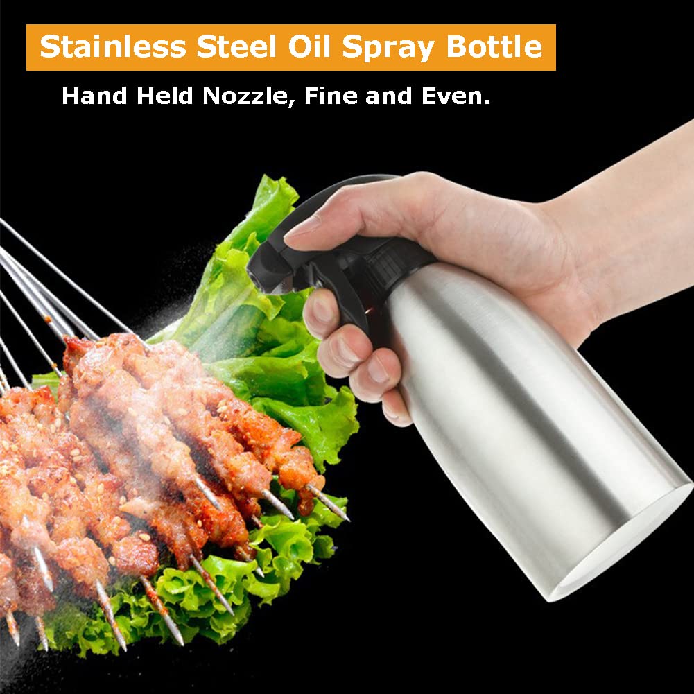 Stainless Steel BBQ Oil Sprayer - Portable Kitchen & Outdoor Cooking Tool for Grilling, Frying, Baking - Perfect for Backyard BBQ, Camping, and Home Kitchen Use