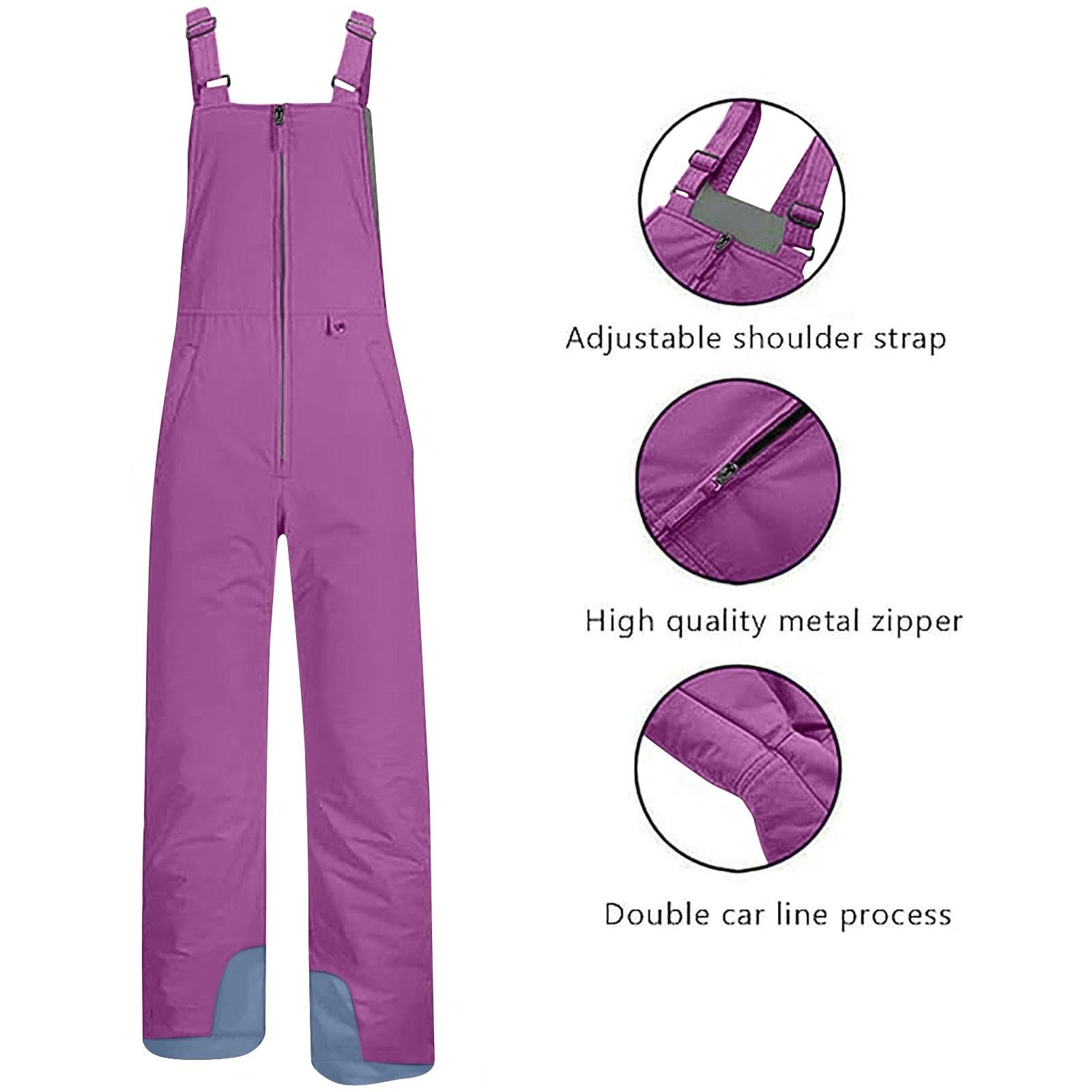 YRAETENM Women's Insulated Waterproof Snow Bibs - Winter Ski & Snowboard Pants with Adjustable Fit, Windproof Overalls for Outdoor Activities | Perfect for Skiing, Snowboarding & Cold Weather Adventures