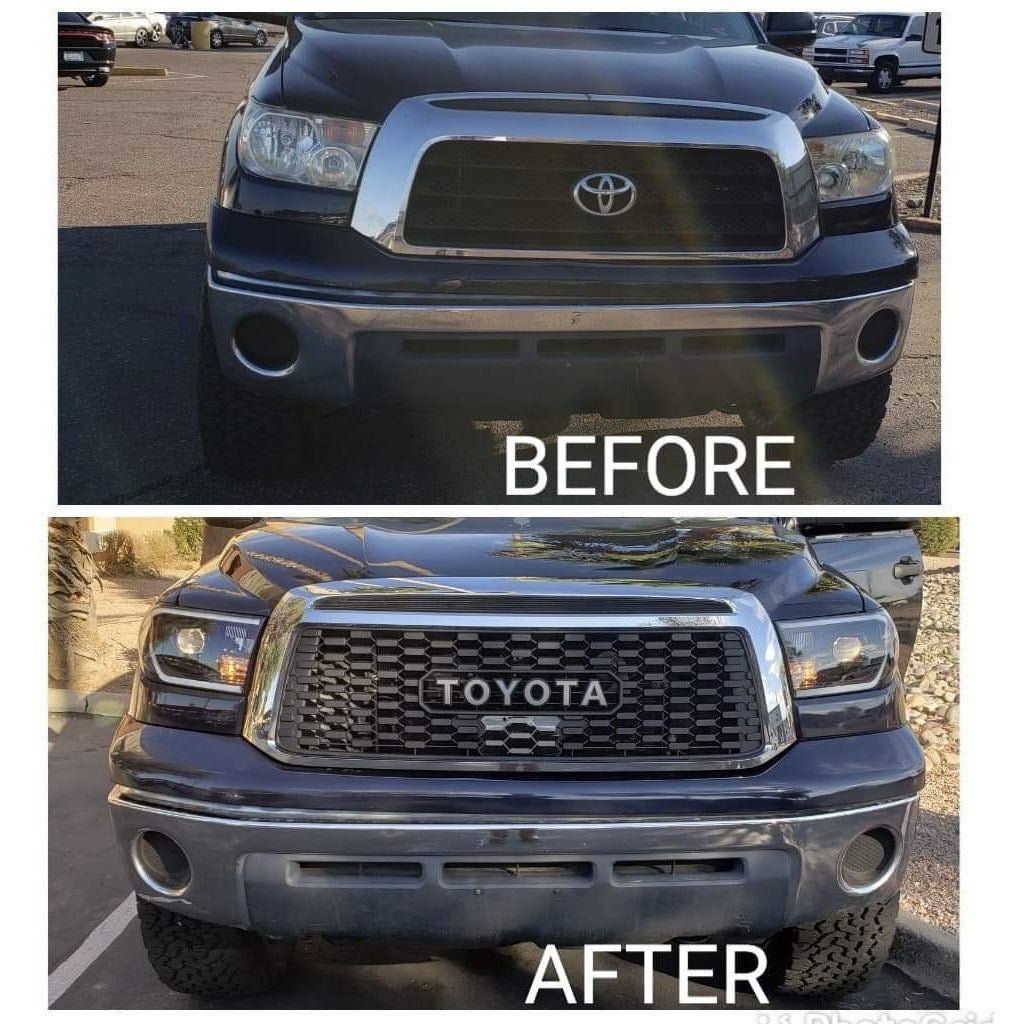 10-13 Toyota Tundra TRD PRO Black Honeycomb Front Bumper Grill Grille Replacement - Durable ABS Plastic Mesh Grille for Off-Road & Street Driving