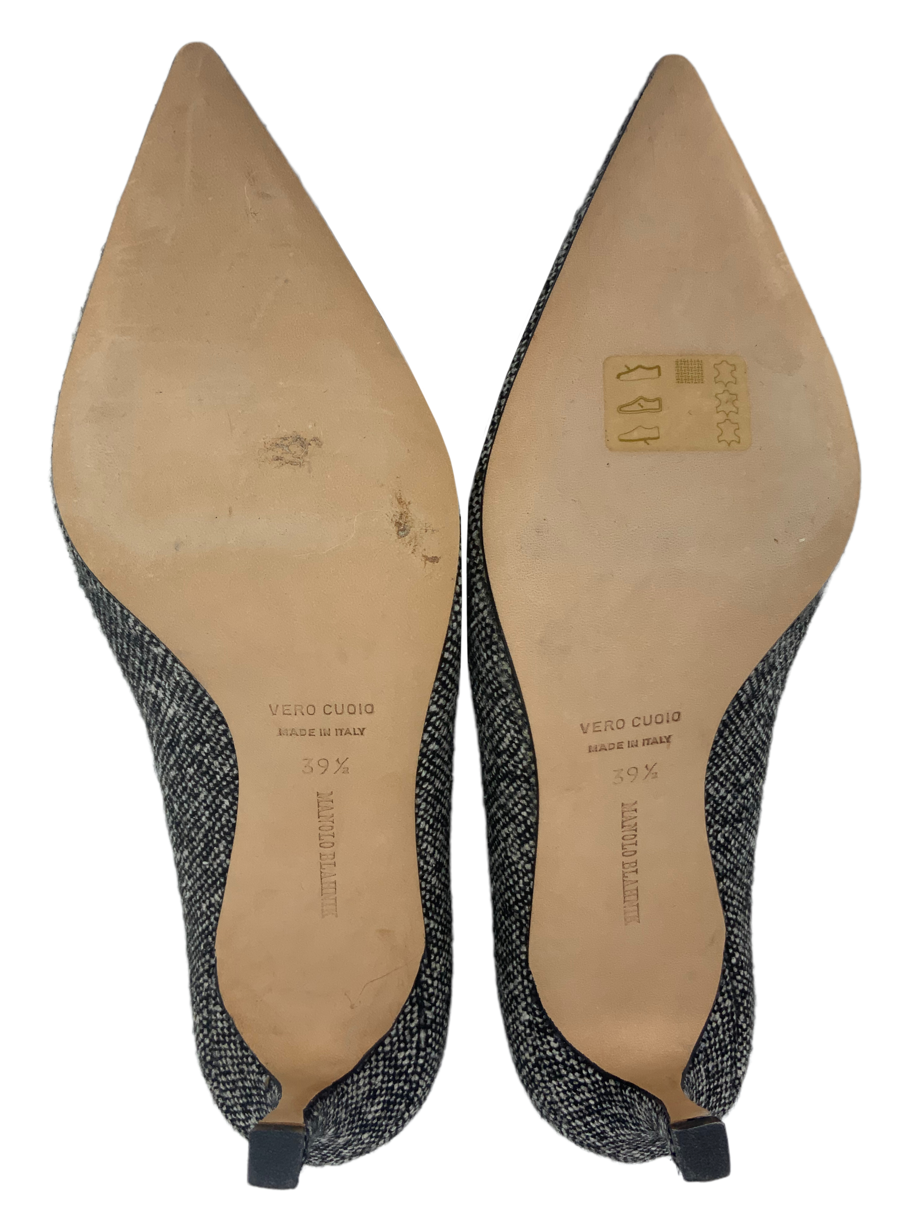 Manolo Blahnik Tweed Pumps Women's Size 9.5 | Classic Designer Heels for Office, Wedding & Evening Events