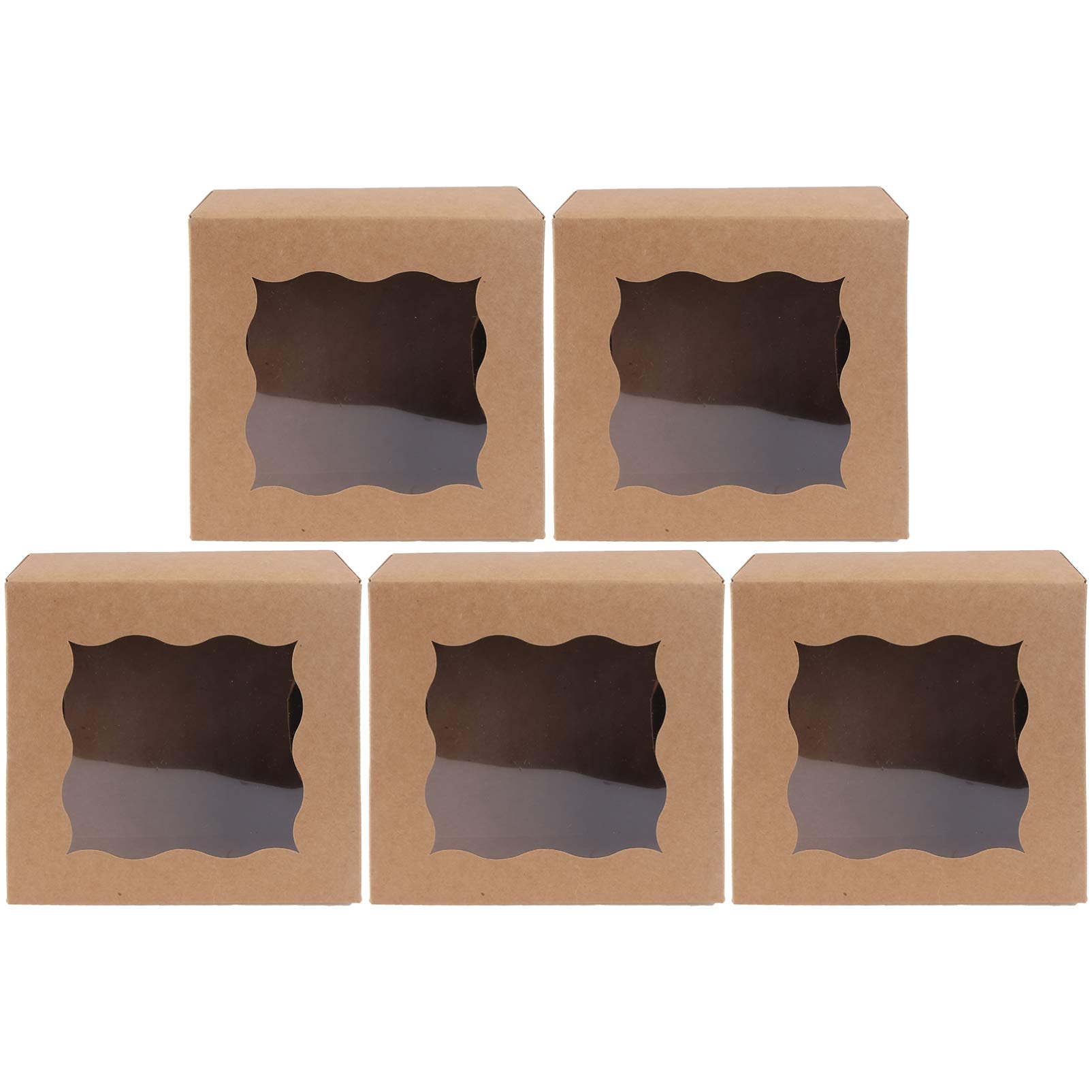 ABOOFAN 5pcs Kraft Cupcake Boxes with Window - for Cookies, Muffins & Desserts - Bakery & Party Use