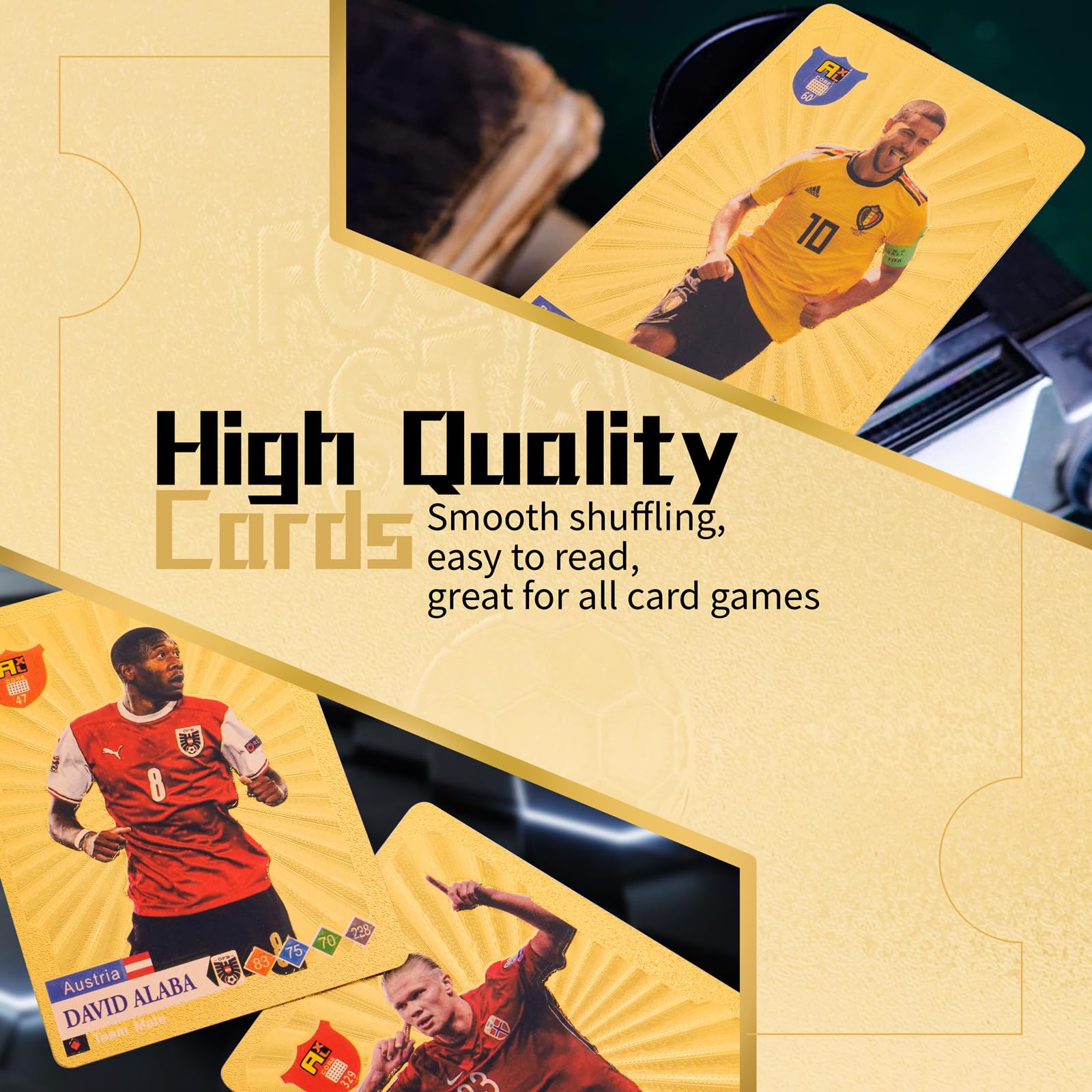 2024 World Cup & UEFA Champions League Gold Foil Soccer Trading Cards - Complete Collection Pack with No Duplicates - Perfect for Kids Gifts, Collectors & Fantasy Football Fans