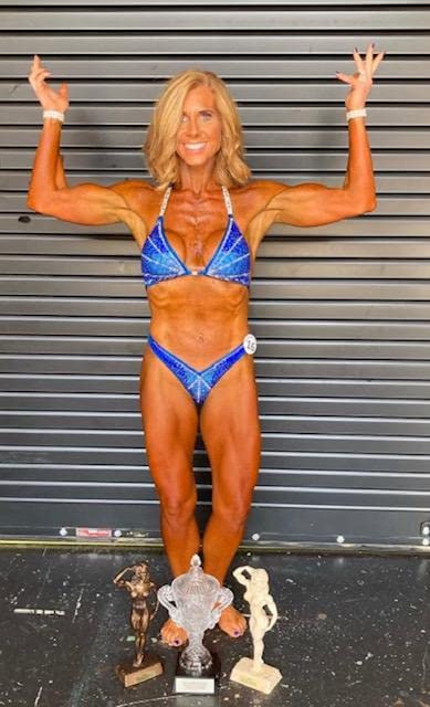 Blue Ombre Figure Competition Bikini - Physique Posing Suit for Women (XS Hips 28