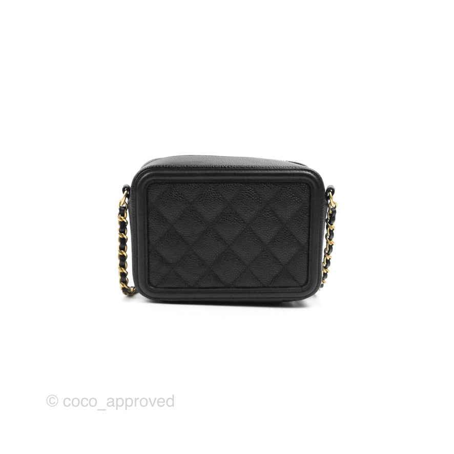 Chanel CC Filigree Vanity Clutch With Chain - Caviar Black Leather & Aged Gold Hardware - Luxury Evening Bag for Women, Perfect for Parties, Weddings & Special Occasions