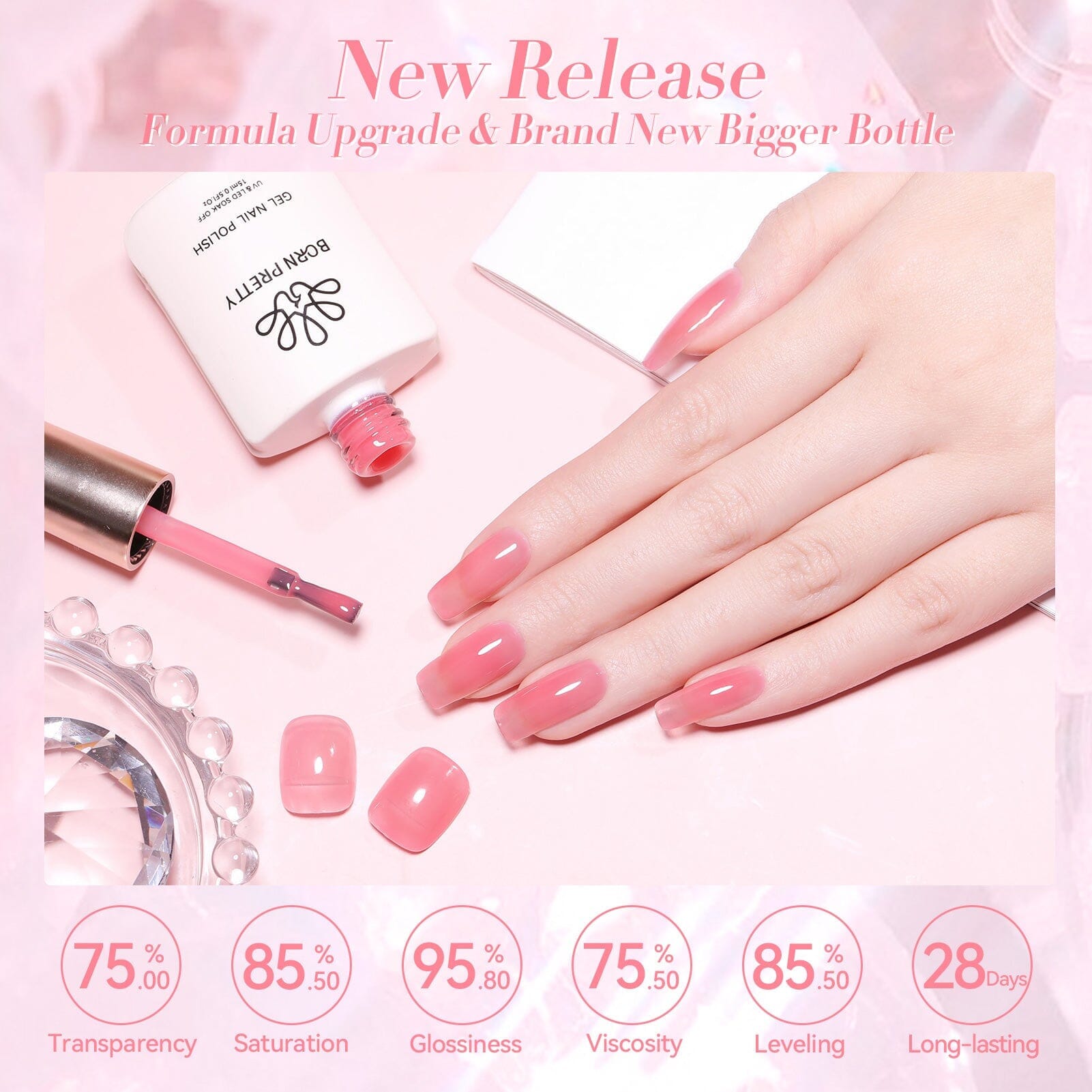 Hema-Free Milky Jelly Gel Polish in Pink Shade #06 - 15ml Nail Polish for Salon & Home Manicures