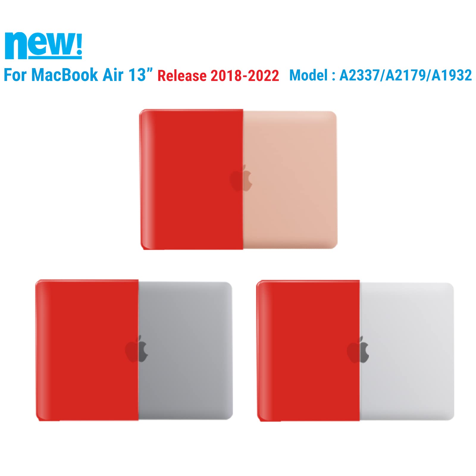 IBENZER Hard Plastic Protective Case for MacBook Air 13-inch (2020-2022 Models A2337/A2179/A1932 M1 Chip) - Red Shell Cover with Touch ID Access | Perfect for Work, Travel & School Use