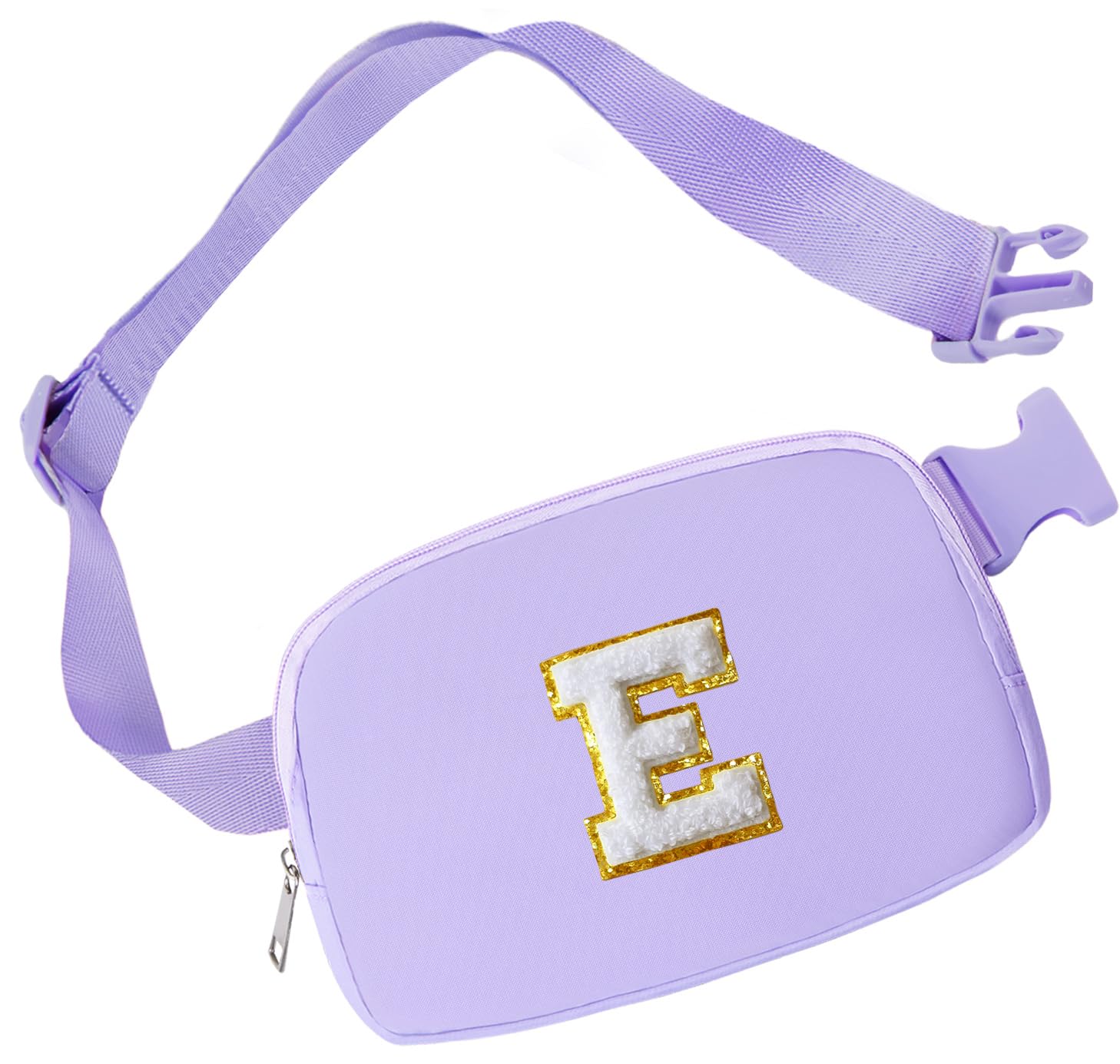 Adjustable Strap Initial Fanny Pack for Women & Girls Age 5-13 - Crossbody Chest Pouch Belt Bag in Purple - Perfect for Travel, Beach Vacations, Running Errands & Everyday Use