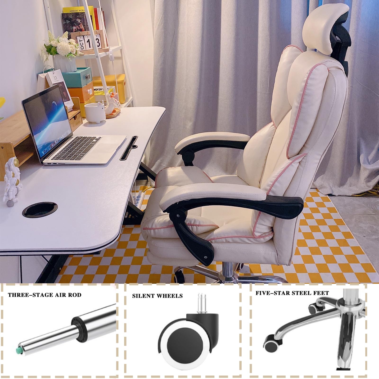 Premium High Back Executive Office Chair with Footrest - Ergonomic PU Leather Reclining Chair for Big & Tall Users - Perfect for Home Office, Gaming, and Professional Workspaces