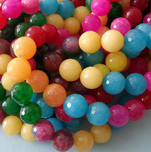 Genuine Candy Jade Faceted Round Beads - Mix Colors for Jewelry Making, DIY Crafts & Beading Projects | Perfect for Necklaces, Bracelets & Earrings