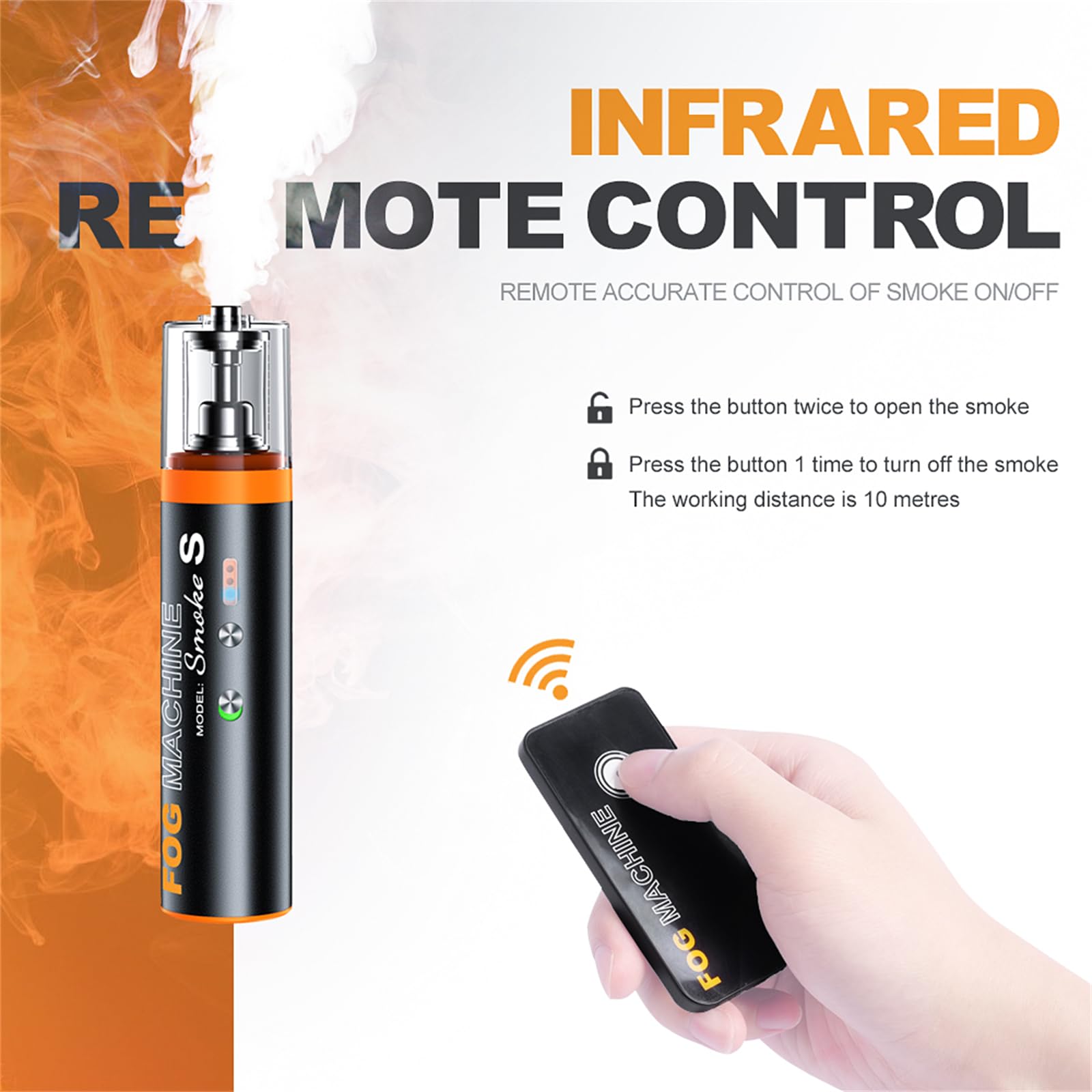 LENSGO Handheld Fog Machine with Remote Control - Portable Smoke Generator for Cocktails, Parties, Weddings & Events - Indoor & Outdoor Use - Mini Smoke Infuser for Disinfection & Food Presentation