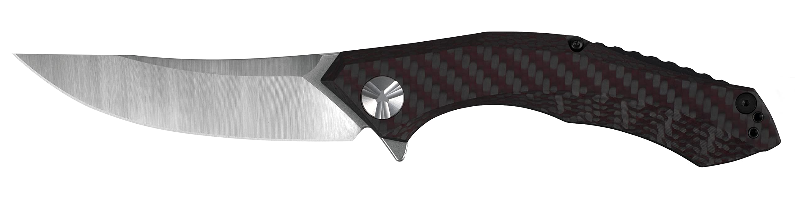 Zero Tolerance 0462 Sinkevich Pocket Knife - CPM 20CV Satin Blade, Red/Gray Carbon Fiber & Titanium Handle, KVT Manual Open, Reversible Pocket Clip (3.7 oz, 8.9