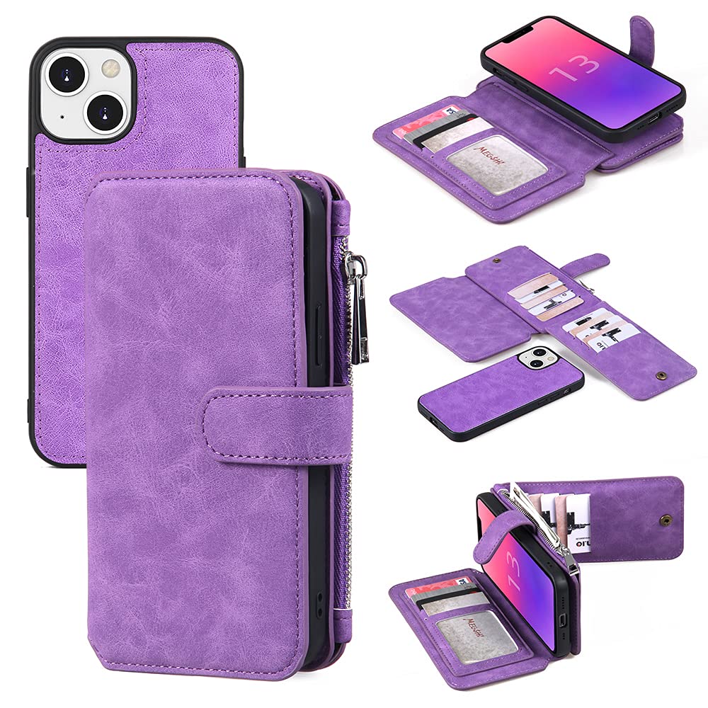 Premium Magnetic Detachable Leather Wallet Case for iPhone 13 (6.1