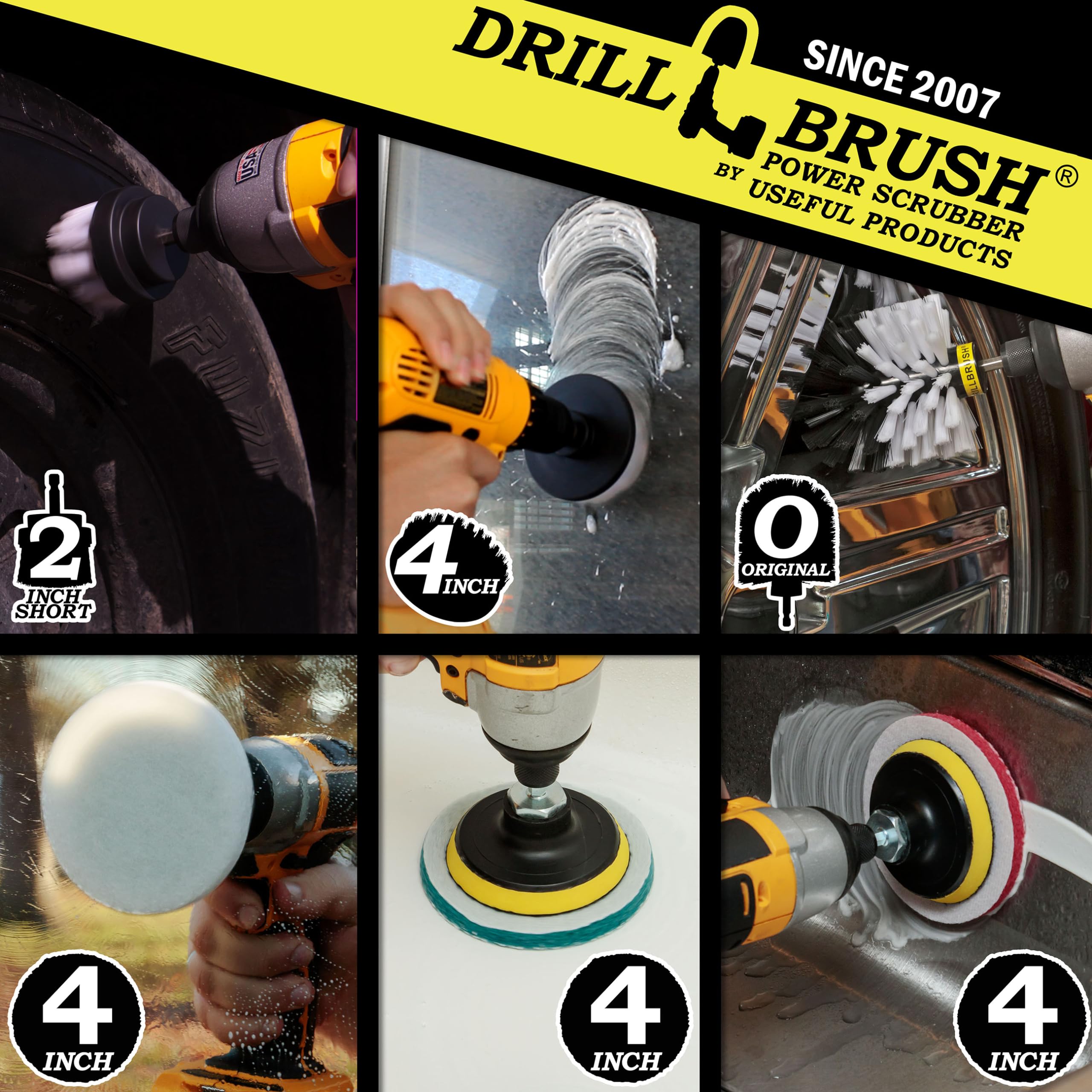 Drillbrush Cleaning Supplies Set - Upholstery & Carpet Cleaner Brush Kit for Auto Detailing | Car Interior Cleaning Tools | Perfect for Home, Car, Boat & Furniture Deep Cleaning
