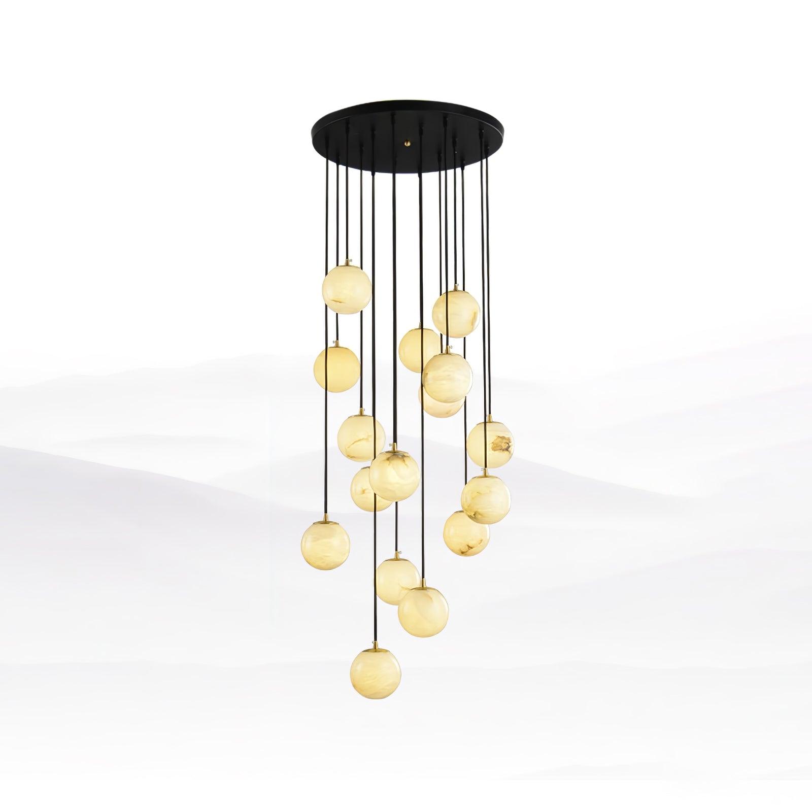 Elegant Alabaster Balls Cluster Chandelier - Modern Crystal Ceiling Light Fixture for Dining Room, Living Room & Bedroom Decor
