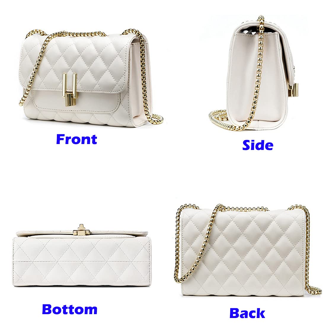 YXBQueen Designer Crossbody Bags for Women - Quilted PU Leather Handbag with Chain Strap, Fashionable Flap Shoulder Bag for Daily Use, Work, Travel & Shopping
