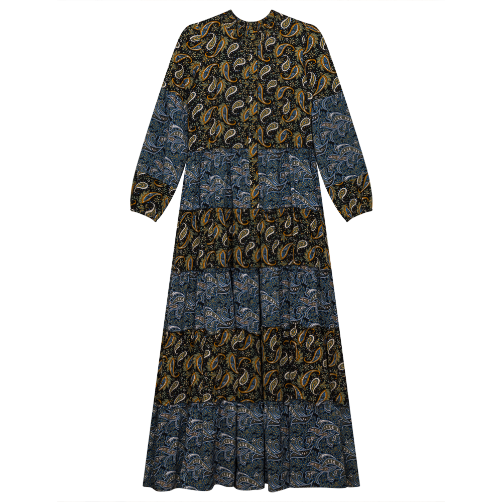 Elegant Two Tone Floral Maxi Dress for Women - Summer Beach Party, Wedding Guest & Vacation Outfit