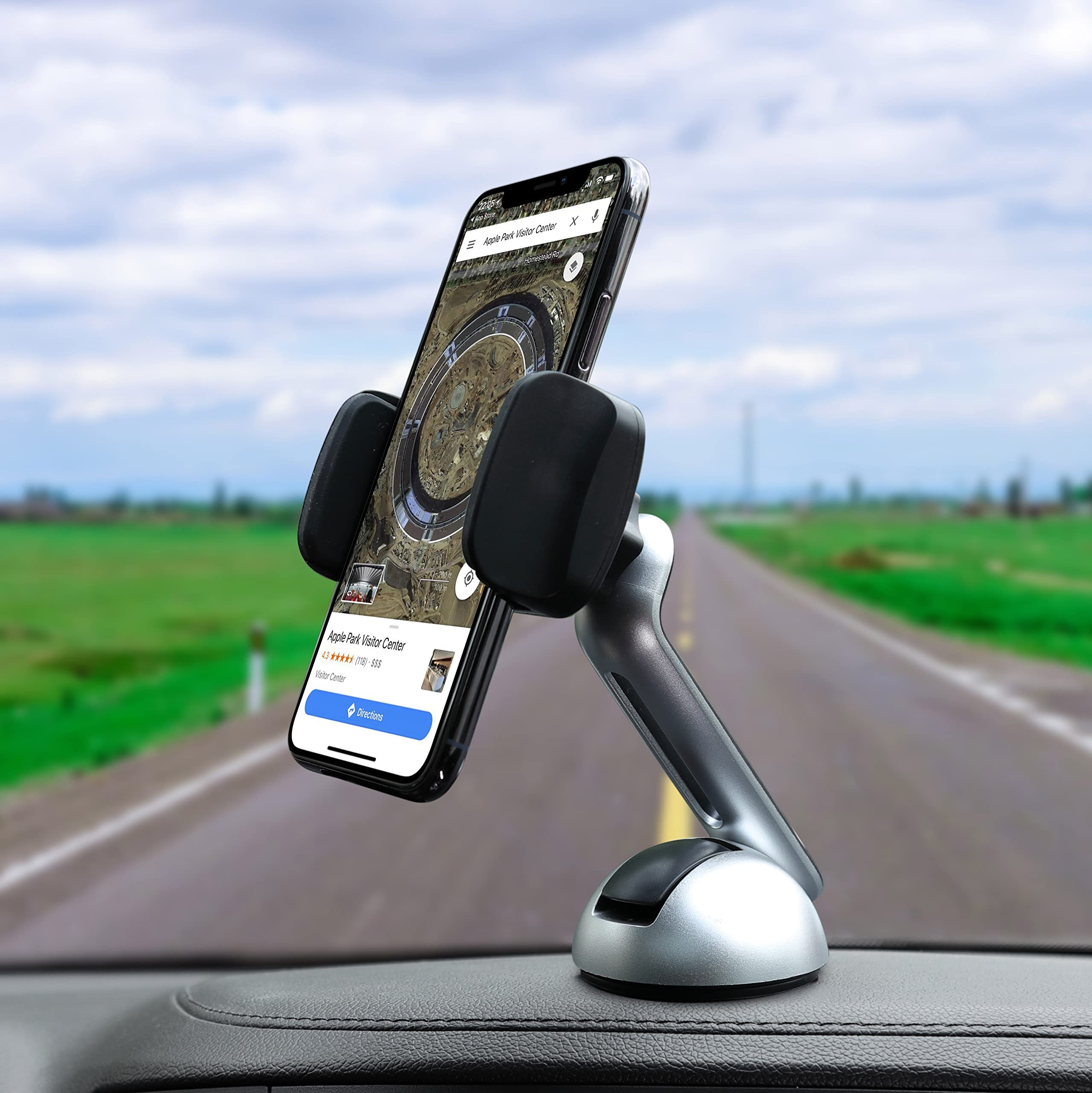 LAX Gadgets Universal Car Windshield Phone Mount - Strong Suction Cup Cell Phone Holder for iPhone, Samsung, GPS - Perfect for Hands-Free Driving, Navigation & Road Trips
