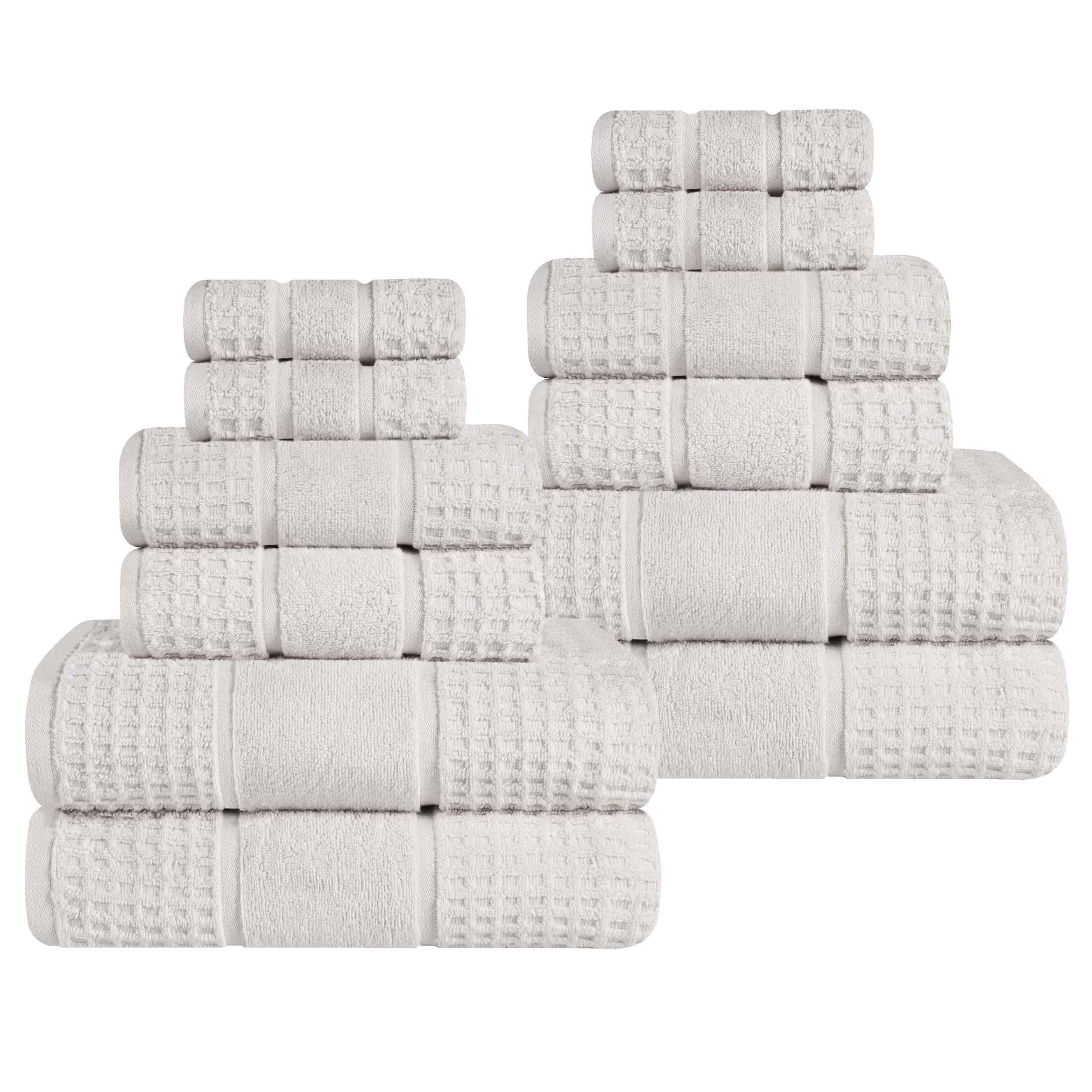 Premium 12-Piece Zero Twist Cotton Waffle Towel Set - Ultra Soft & Highly Absorbent Honeycomb Weave Bath Towels for Spa, Gym, and Luxury Home Use