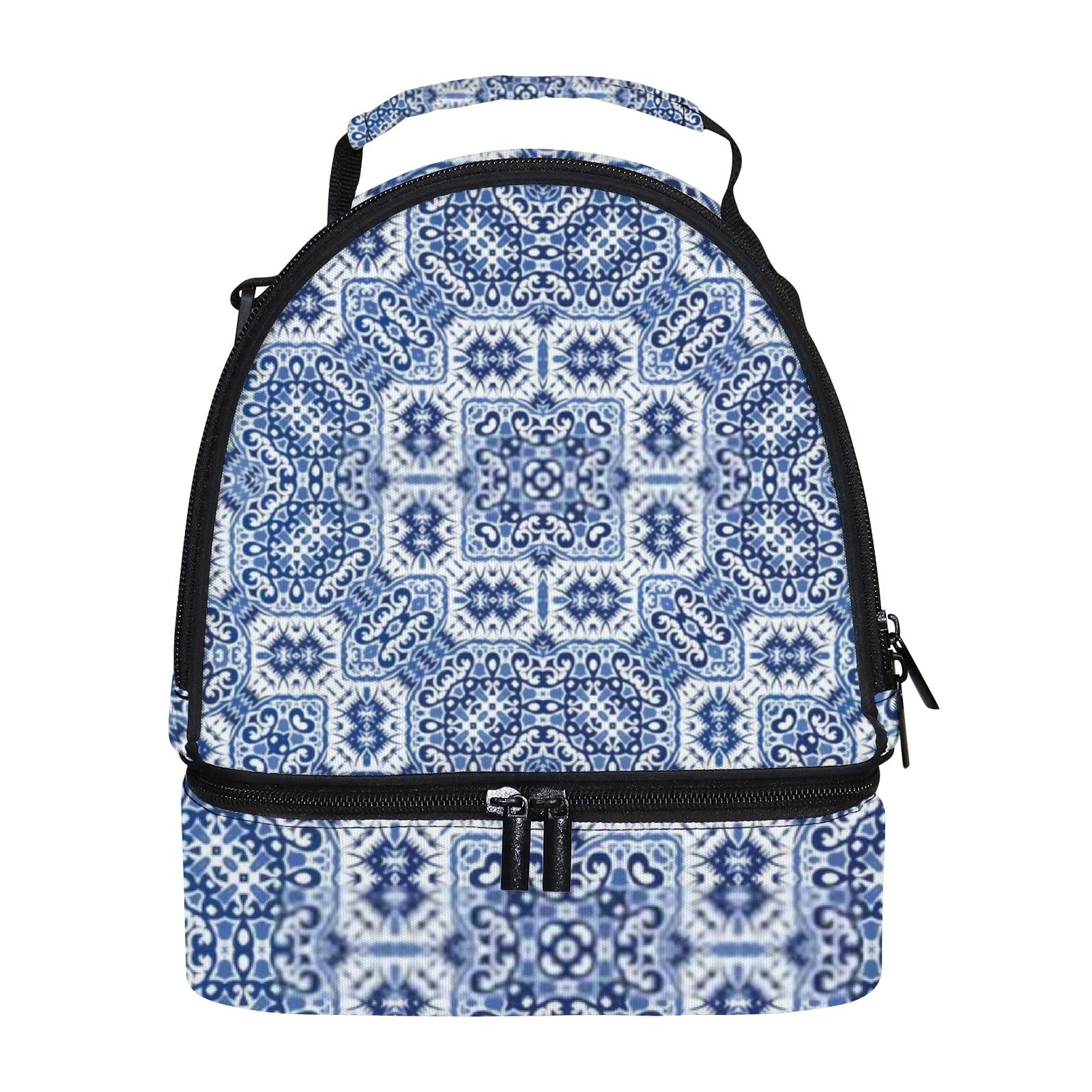 Vintage Navy Blue Insulated Lunch Bag - Reusable Thermal Food Storage Tote for Work, School & Picnics - Stylish Lunch Box for Women, Men, Teens & Kids - Perfect for Office, Outdoor & Daily Use