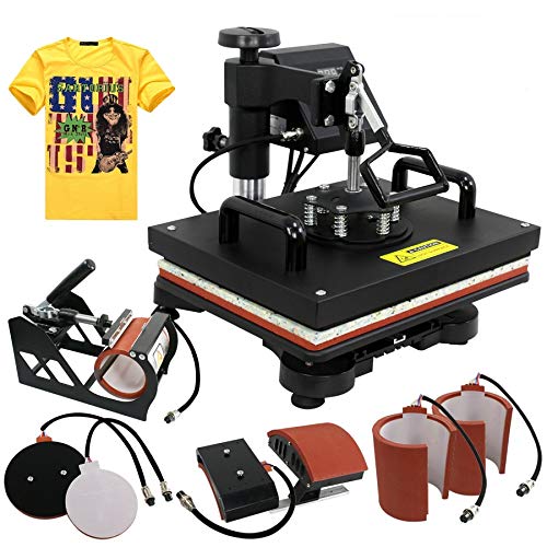 ZENY 12x15 Inch 6-in-1 Heat Press Machine Combo Kit - Swing Away T-Shirt, Plate & Mug Sublimation Transfer for DIY Crafts & Small Business