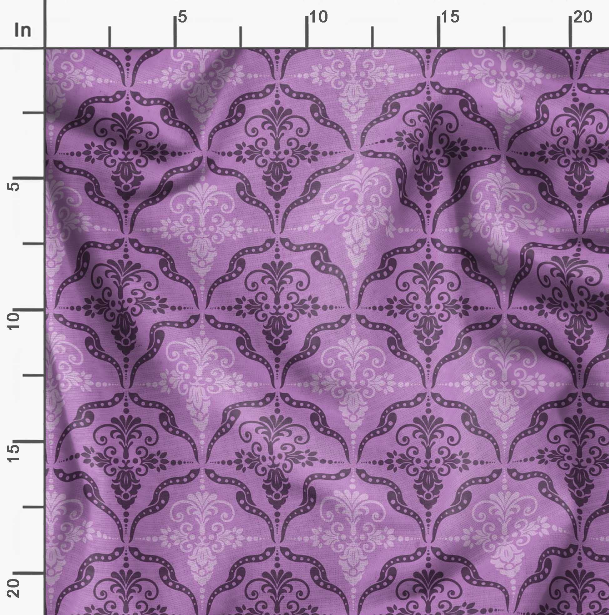 Soimoi Moss Georgette Brown Fabric by The Yard - 42 Inch Wide Filigree Damask Print Material for Dresses, Curtains & Home Decor - Elegant Printed Fabric for Sewing, DIY & Craft Projects