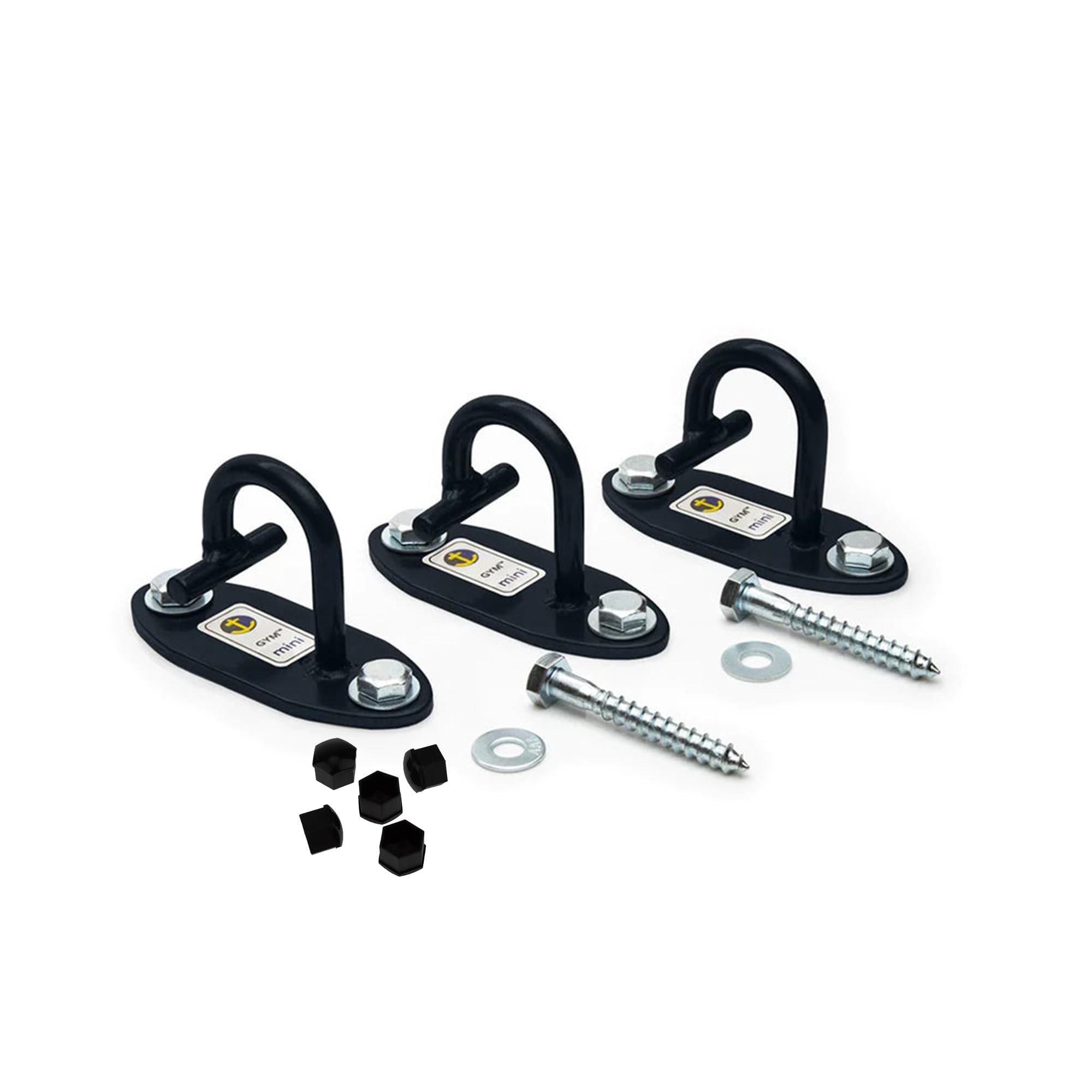 Anchor Gym Set of 3 Mini H1 Workout Wall Mount Anchors - Heavy Duty Body Weight Straps & Resistance Bands Anchor for Strength Training, Yoga, Home Gym, Physical Therapy & Stretching - Perfect for Home Workouts, Garage Gym & Fitness Enthusiasts