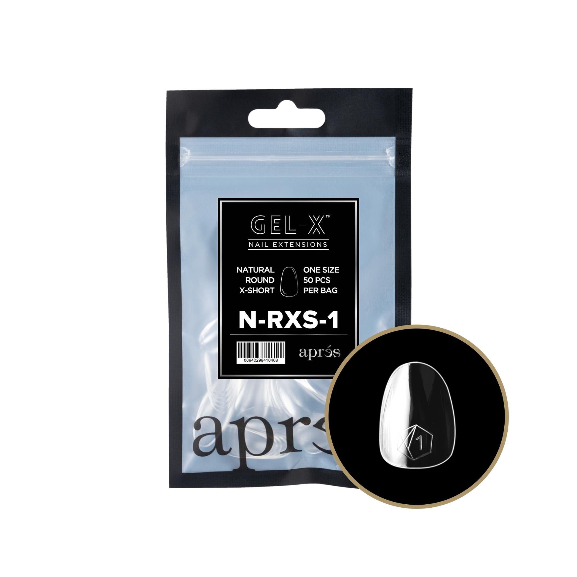 Apres Gel X 2.0 Refill Bags - Natural Round Extra Short Size 1 (50 Pcs) | Professional Nail Extension Supplies for Salon & Home Manicure | Perfect for DIY Nail Art & Gel Extension Kits