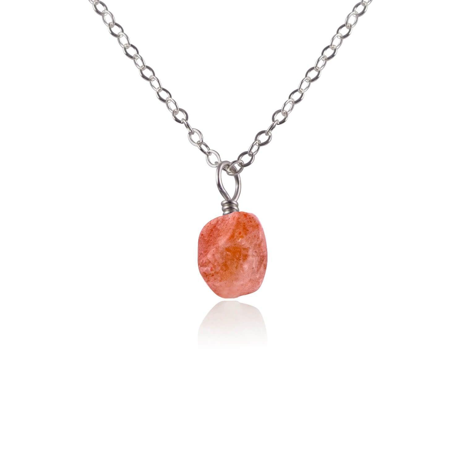 Natural Raw Sunstone Pendant Necklace - Dainty Healing Crystal Jewelry for Women - Perfect for Spiritual Healing, Meditation & Everyday Wear