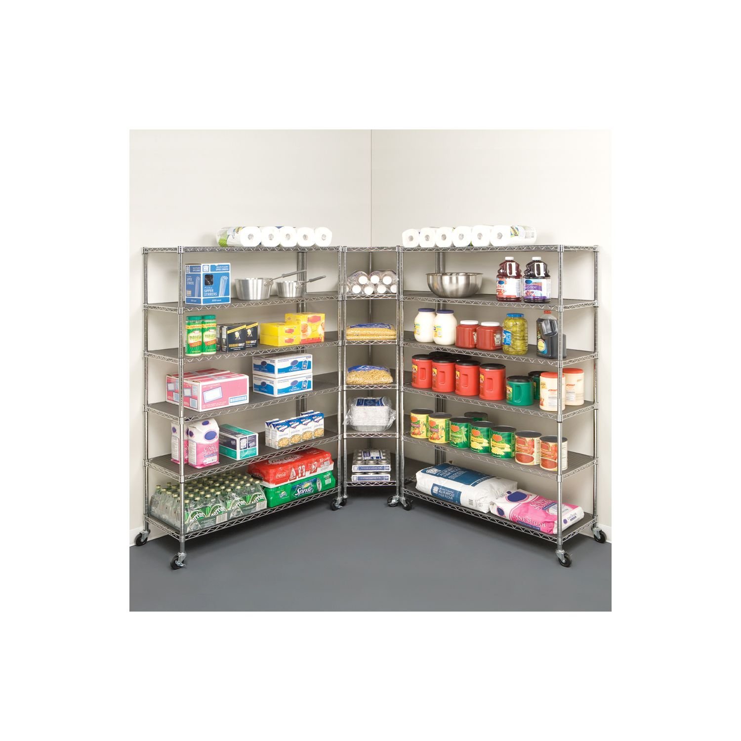 Heavy Duty Steel 6-Tier Corner Shelf for Restaurant - NSF Approved Commercial Food Storage Rack | Perfect for Kitchen, Pantry & Backroom Organization