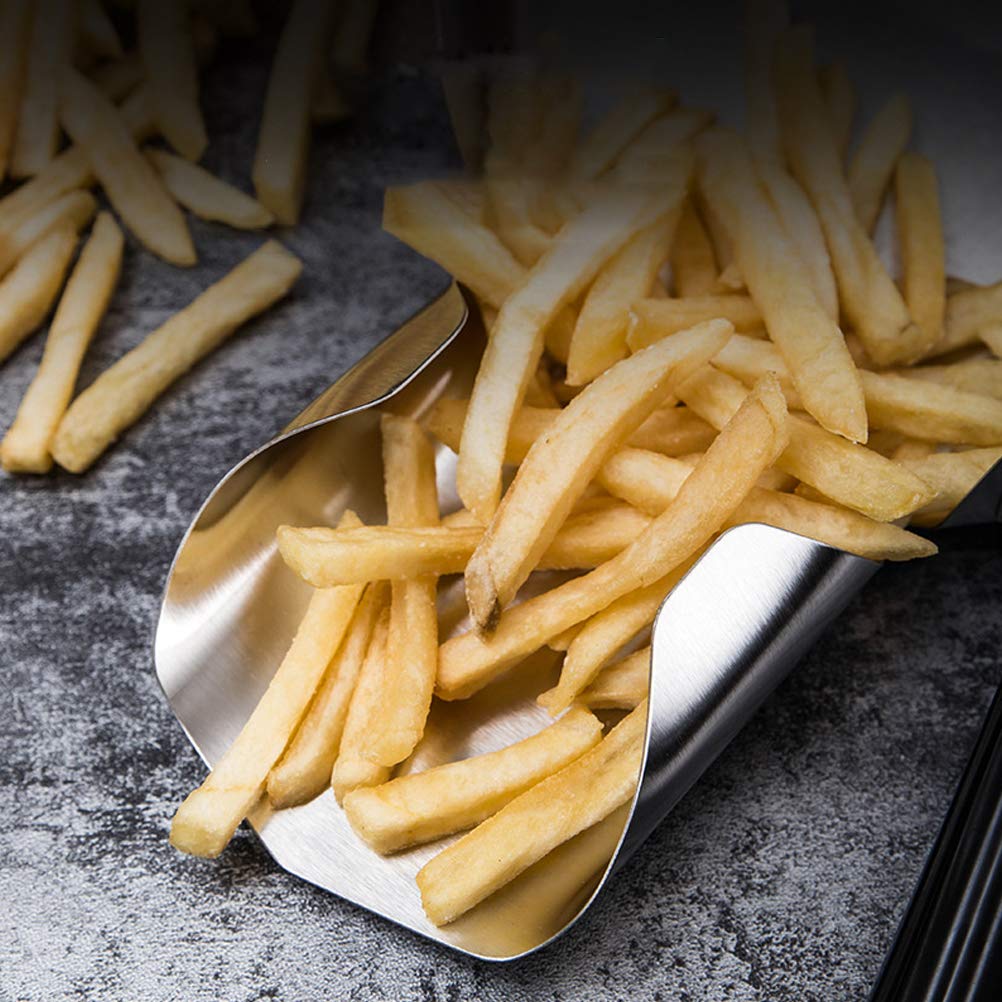 Stainless Steel Popcorn Scoop & French Fry Bagger - Multi-Purpose Dessert Scooper for Snacks, Ice Cream, and Dry Goods - Perfect for Movie Nights, Parties, and Food Service