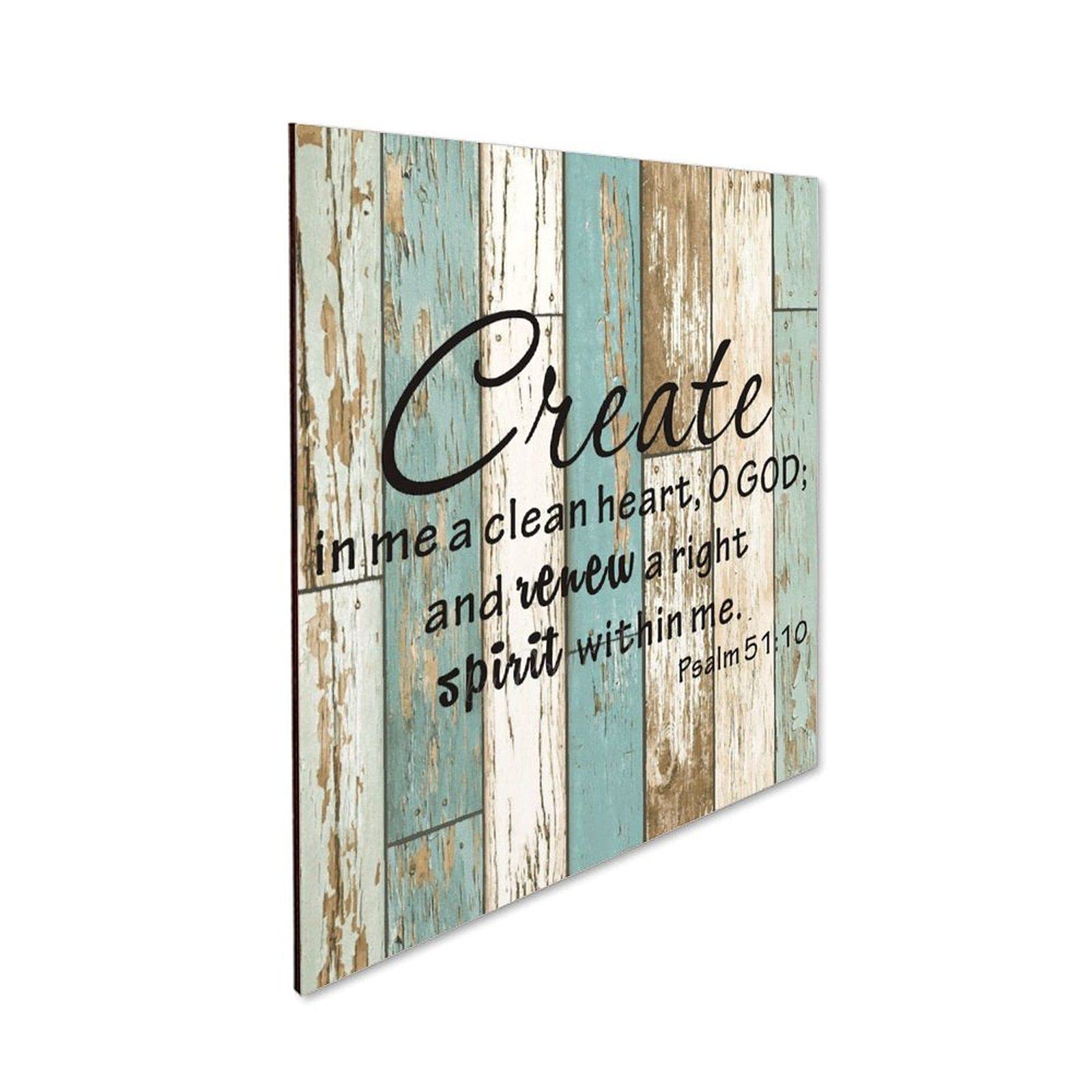 Rustic Wood Wall Art Sign - 'Create in Me A Clean Heart' Inspirational Plaque, 12x12 Inch Farmhouse Decor for Home, Office & Nursery - Perfect for Christian Gifts, Wall Decor & Room Accents
