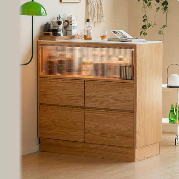 Solid Oak Wood Partition - Multi-Functional Storage Cabinet with Shelves | Room Divider, Home Office Organizer, Living Room & Bedroom Storage Solution