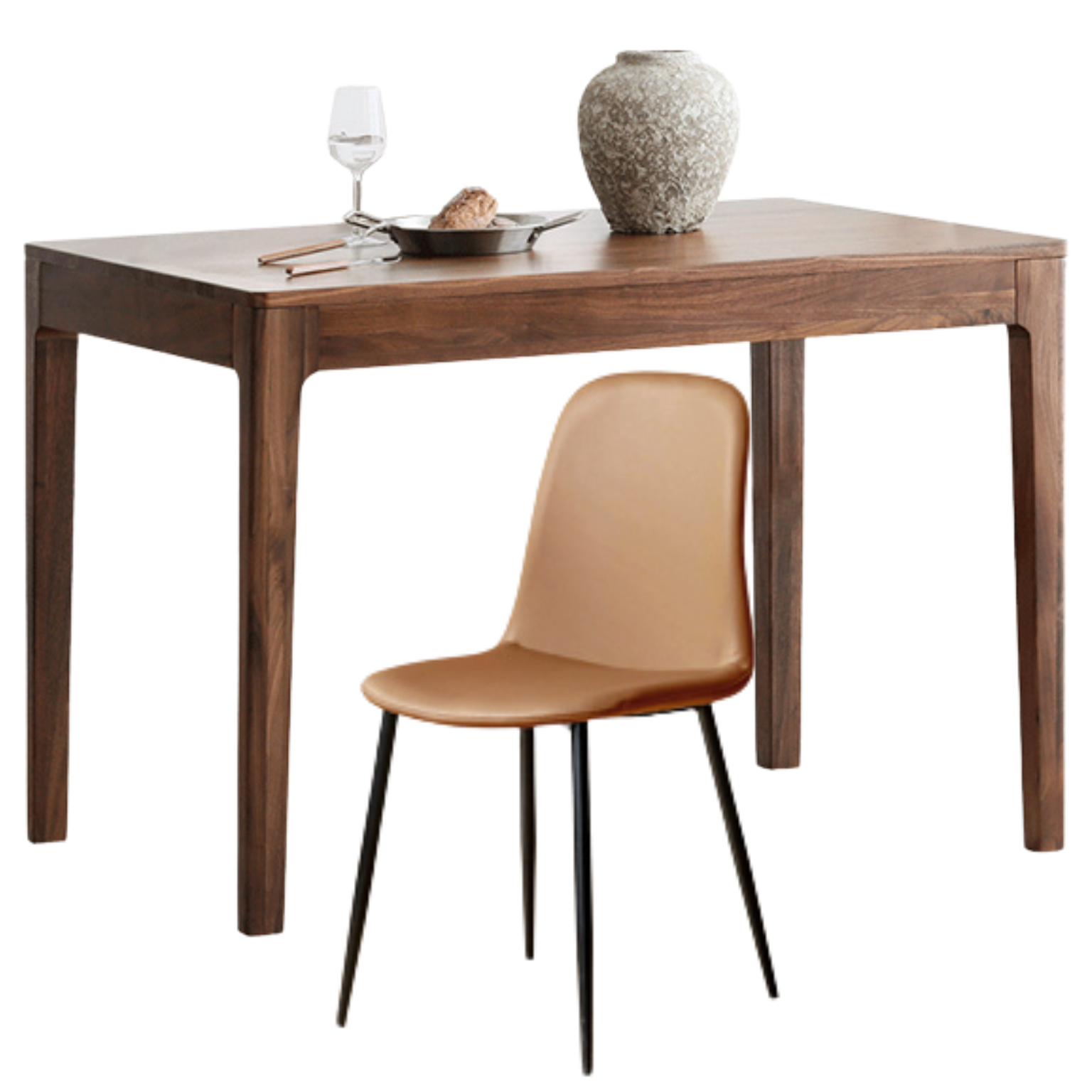 63x31.5x29.5 inch / 160x80x75 сm / Rich Dark Walnut color / Dining table + 4 chairs