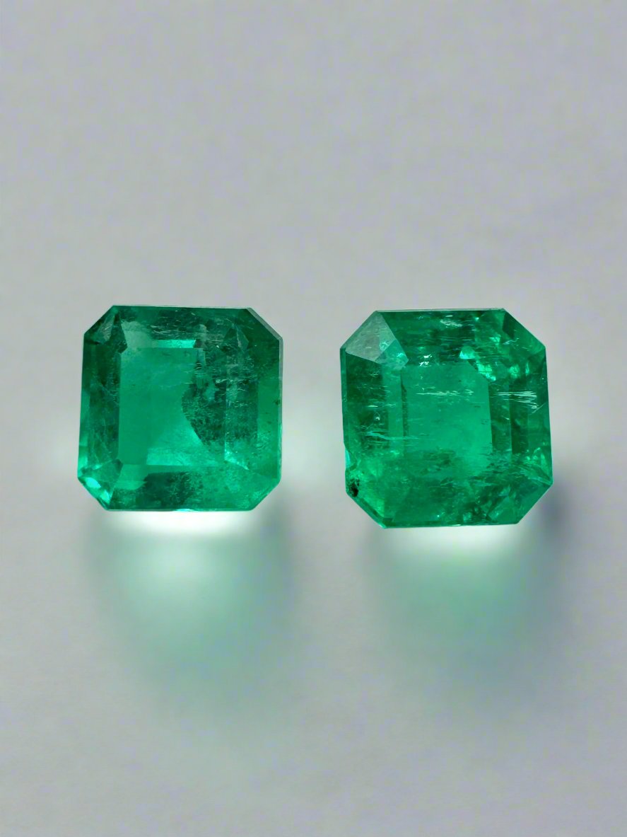 2.19tcw 6x6mm AAA Matching Muzo Green Loose Colombian Emeralds - Asscher Cut Gemstones for Jewelry Making, Engagement Rings & Luxury Gifts