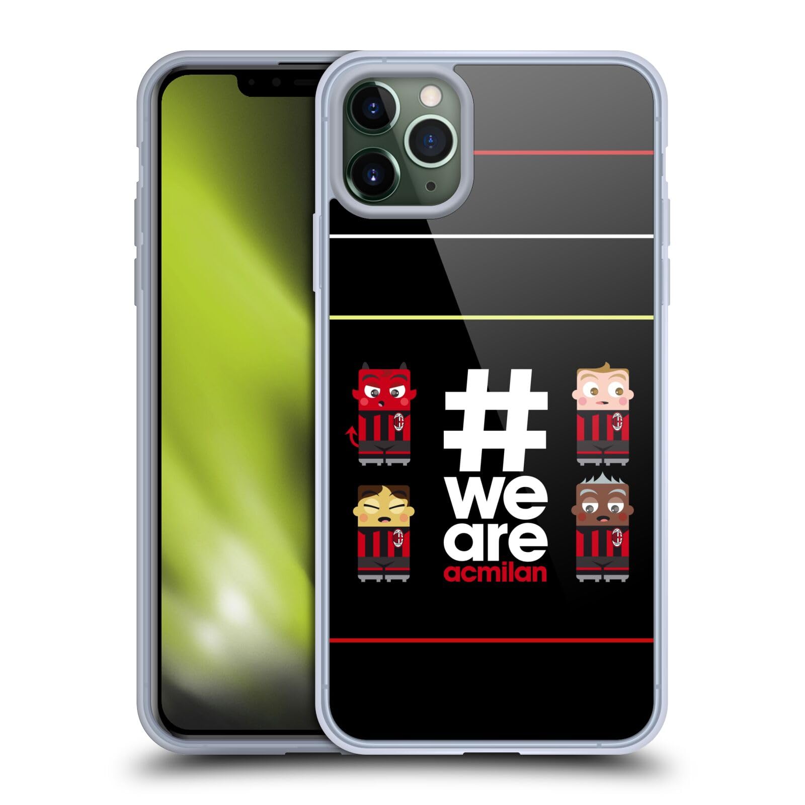 Officially Licensed AC Milan Stripes 3 Crest Soft Gel Case for Apple iPhone 11 Pro Max - Durable Protection with Stylish Soccer Team Design - Perfect for Fans, Everyday Use, and Sports Events