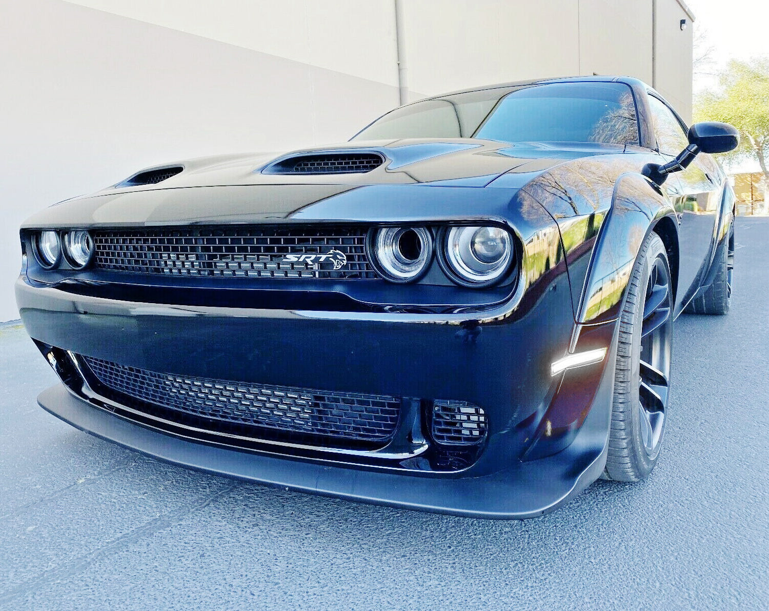 Clear Lens White Front/Rear LED Side Markers for 2015-2023 Dodge Challenger Widebody - Enhanced Visibility & Style for Night Driving & Car Shows