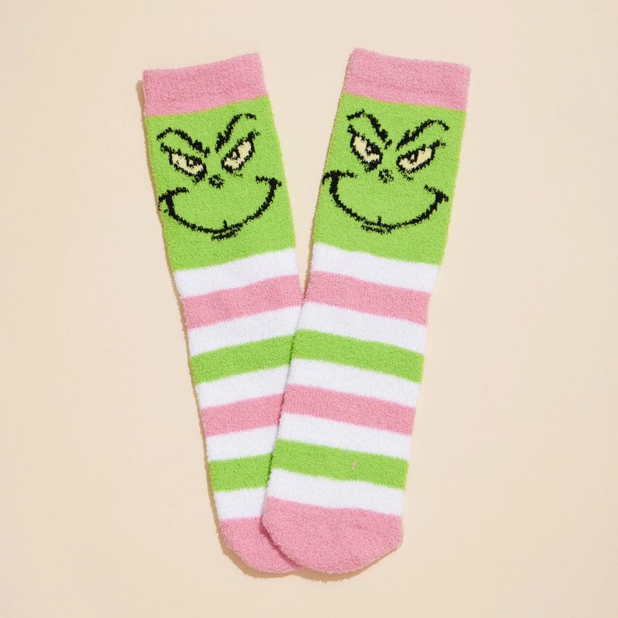 Grinch Fuzzy Socks 4-Pack - Cozy Christmas Novelty Socks for Women & Men - Perfect for Holiday Gifts, Stocking Stuffers & Winter Comfort