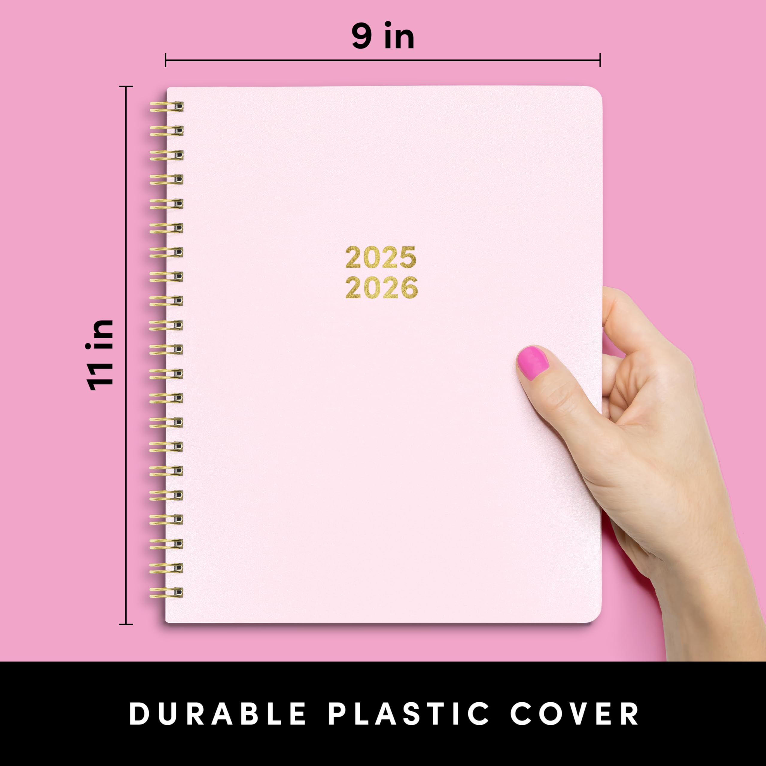 PAPERAGE 2 Year Spiral Bound Planner 2025-2026 (Blush) - 24 Month Calendar from January 2025 to December 2026 - 8.5