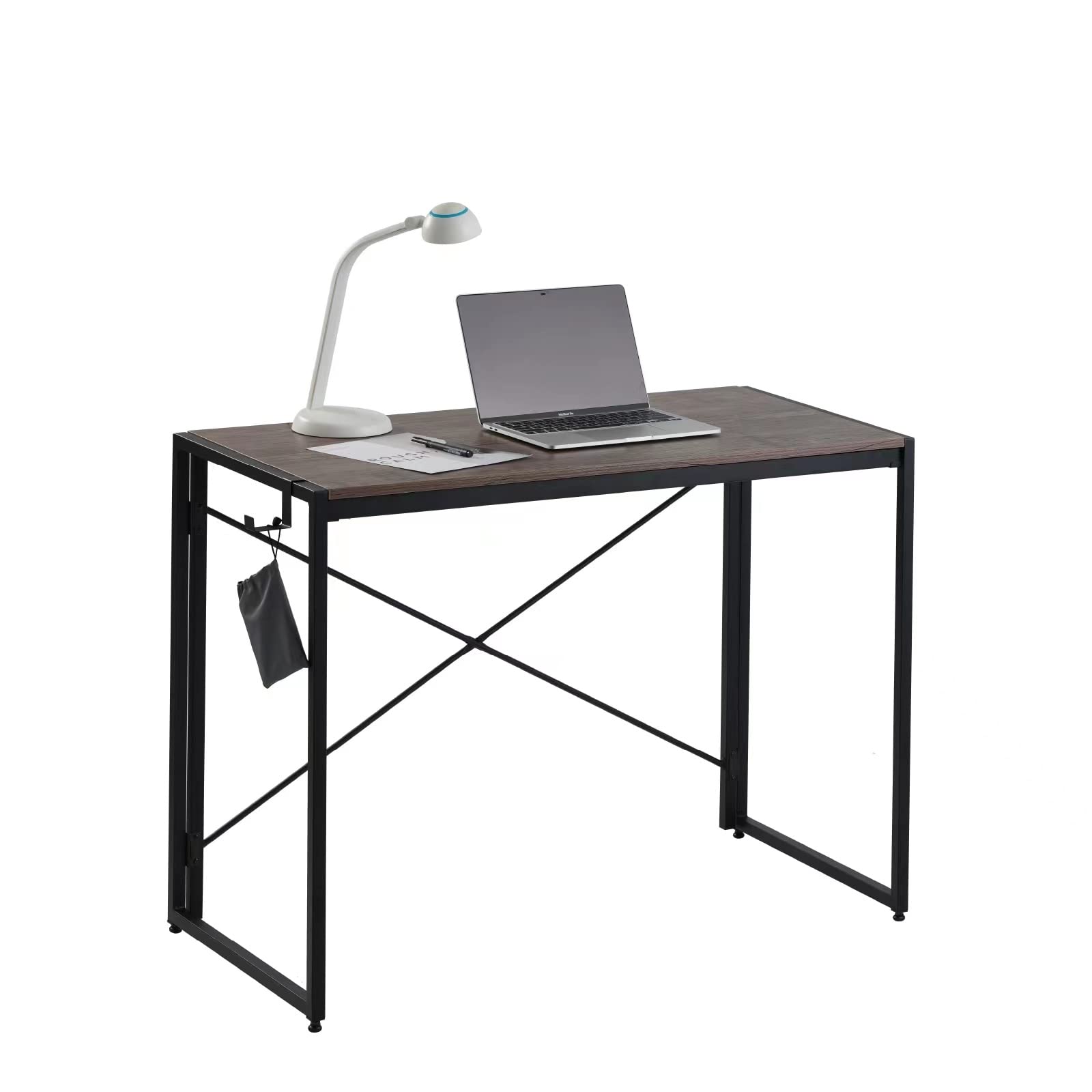 SINCETHEN 40-Inch Computer Desk - Portable Folding Home Office Desk with Black Metal Frame, Modern Simple Writing Study Desk for Small Spaces | Perfect for Work from Home, Online Classes & Gaming Setup