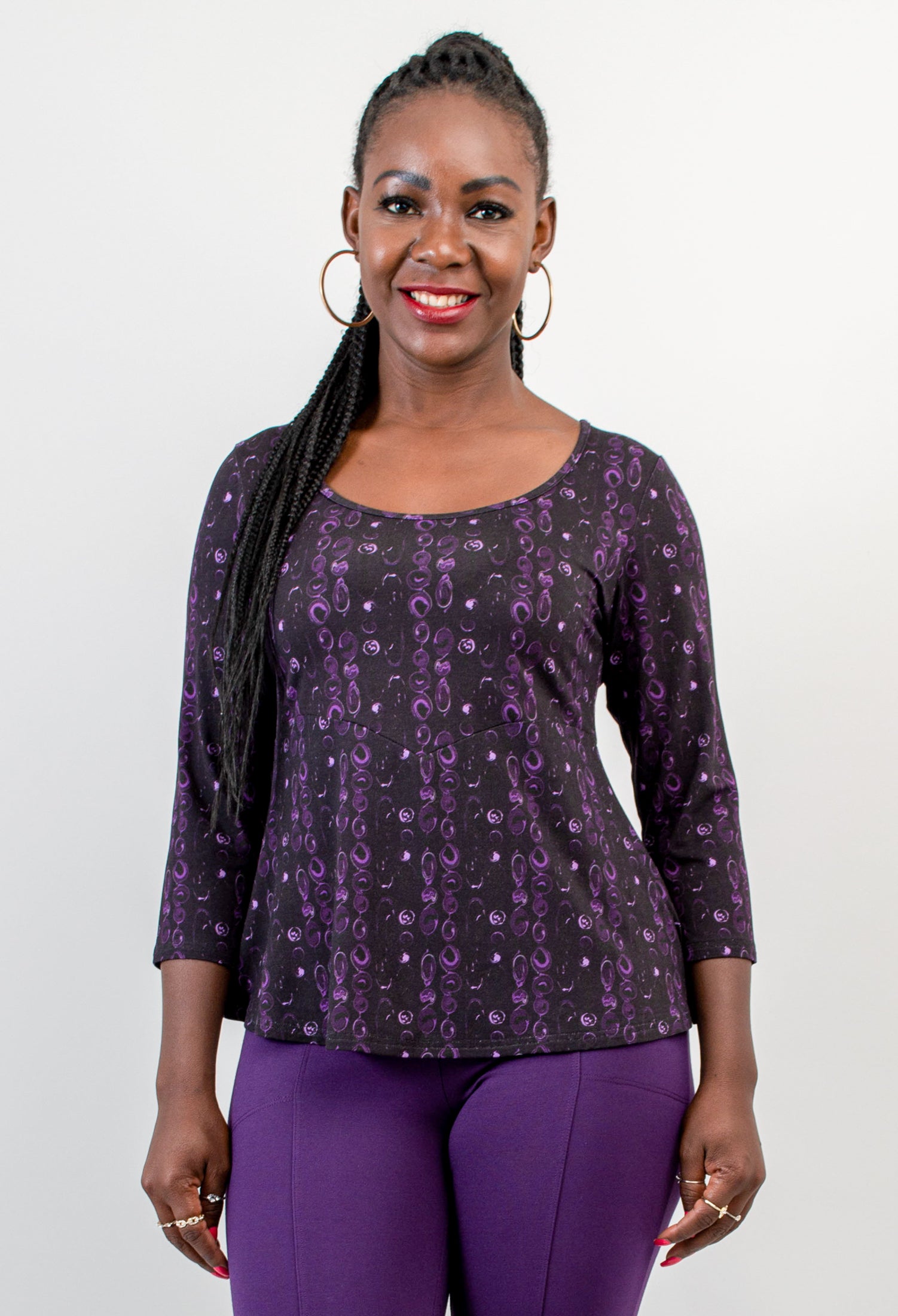 Kim 3/4 Sleeve Blouse with Royale Necklace - Bamboo Fabric Women's Tops for Work & Casual Wear | Final Sale