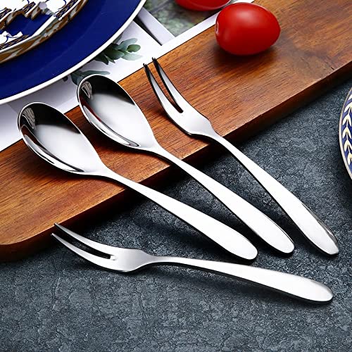 Stainless Steel Kids Silverware Set - 4-Piece 304 Stainless Steel Children's Fork and Spoon Set for Toddlers | Durable Dinnerware for Fruits, Salads & Meals | BPA-Free Kitchen Utensils for Home, School & Travel (2 Forks + 2 Spoons)