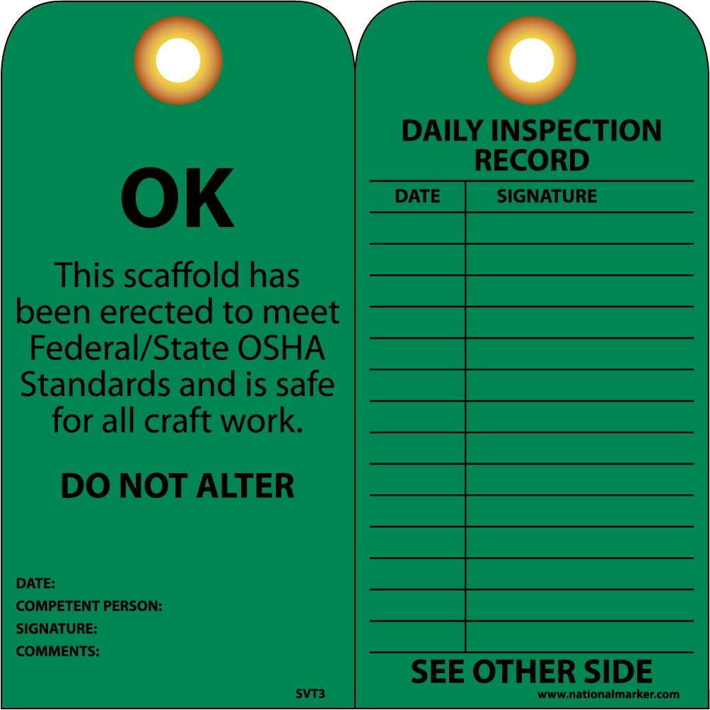 NMC Pack of 25 Scaffold Inspection Tags - 3