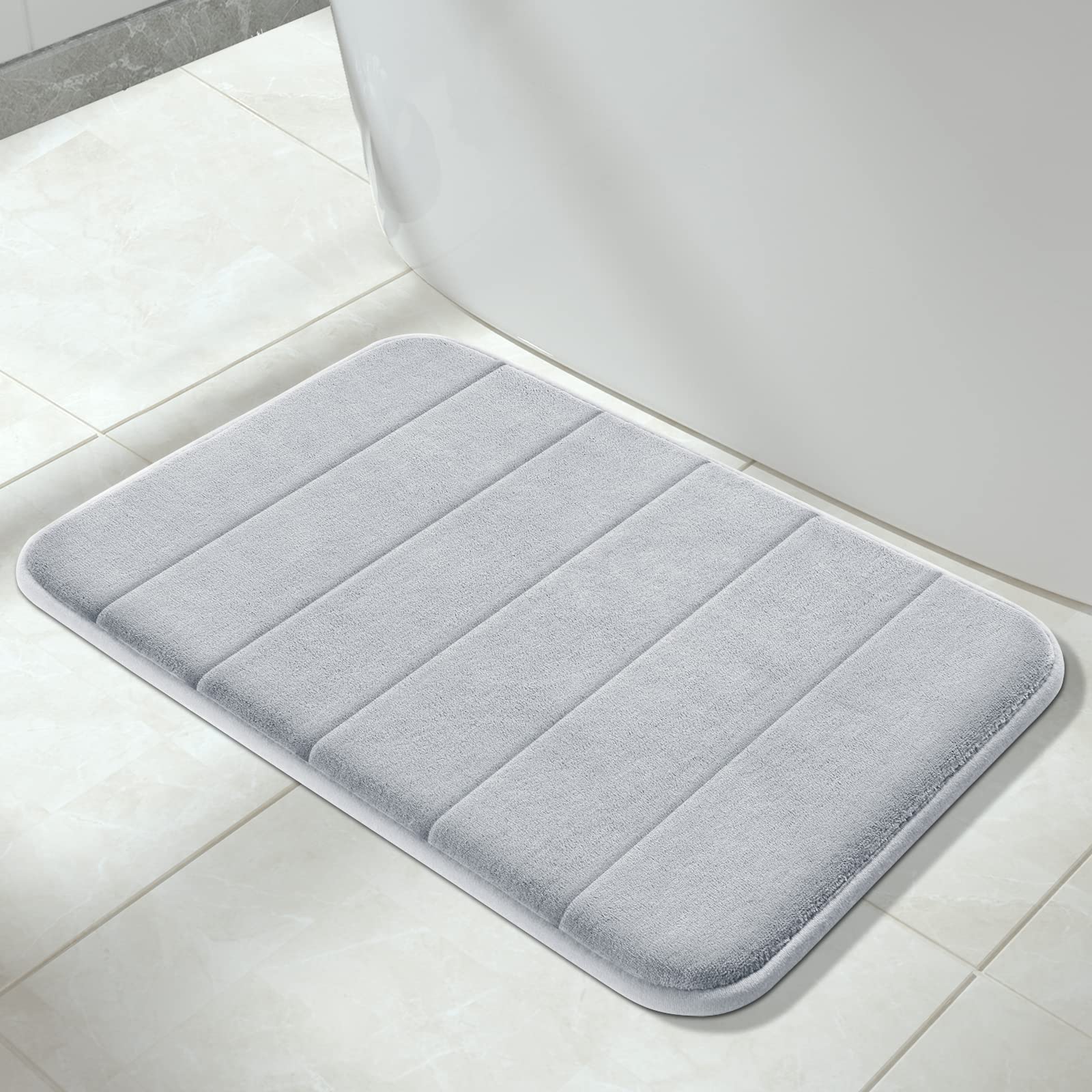 Yimobra Memory Foam Bath Mat - 24x17 Inch Non-Slip Super Absorbent Quick Dry Bathroom Rug - Soft Comfortable Machine Washable for Shower Tub Floor - Perfect for Bathroom Safety & Luxury Spa Experience